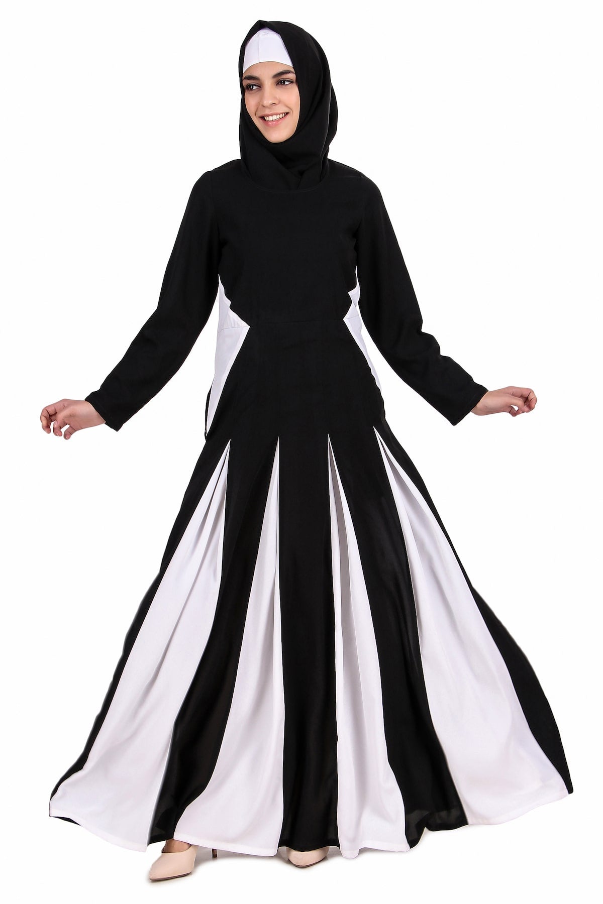 Stylish Colorblock Inset Anarkali Abaya Dress for Women | Modest Islamic Fashion | Perfect for Eid, Weddings & Special Occasions