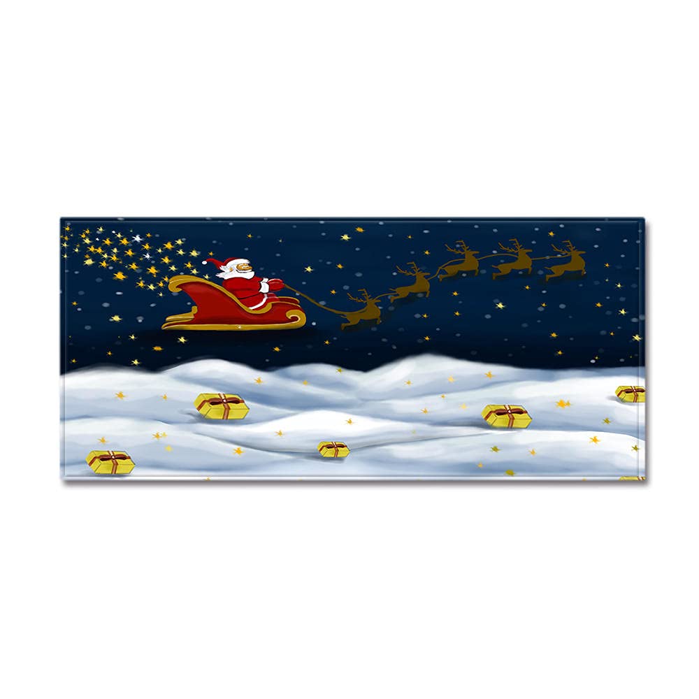 Non-Slip Washable Runner Rug - 16x47 Inch Hallway Entryway Carpet, Kitchen & Bathroom Floor Mat, Indoor Doormat for Bedroom, Living Room - Christmas Sleigh Design - Perfect for High Traffic Areas & Home Decor