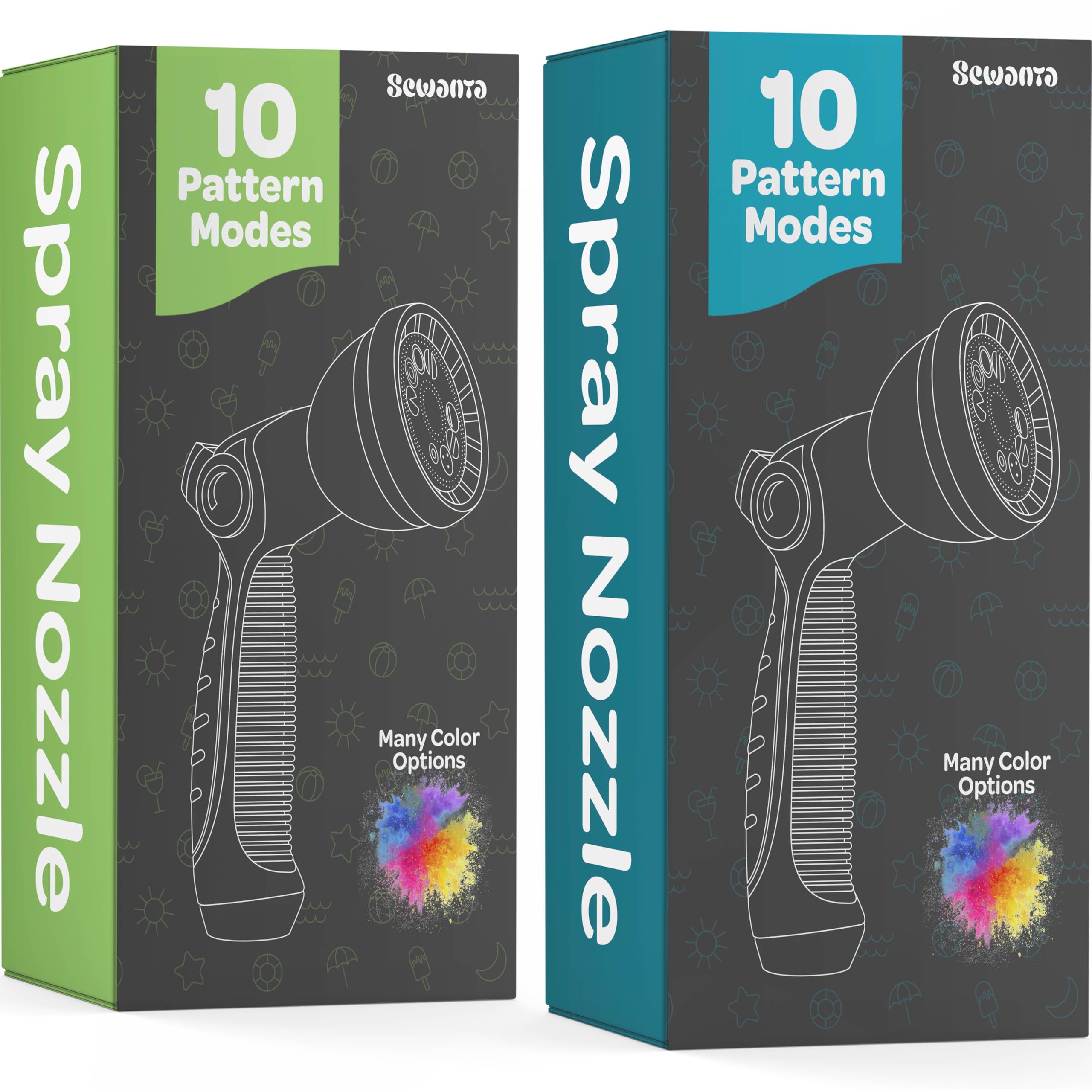 **Heavy Duty Garden Hose Nozzle [2 Pack] - 10 Adjustable Spray Patterns, Thumb Control & Ergonomic Grip - Perfect for Watering Plants, Lawns, Car Washing, and Outdoor Cleaning**