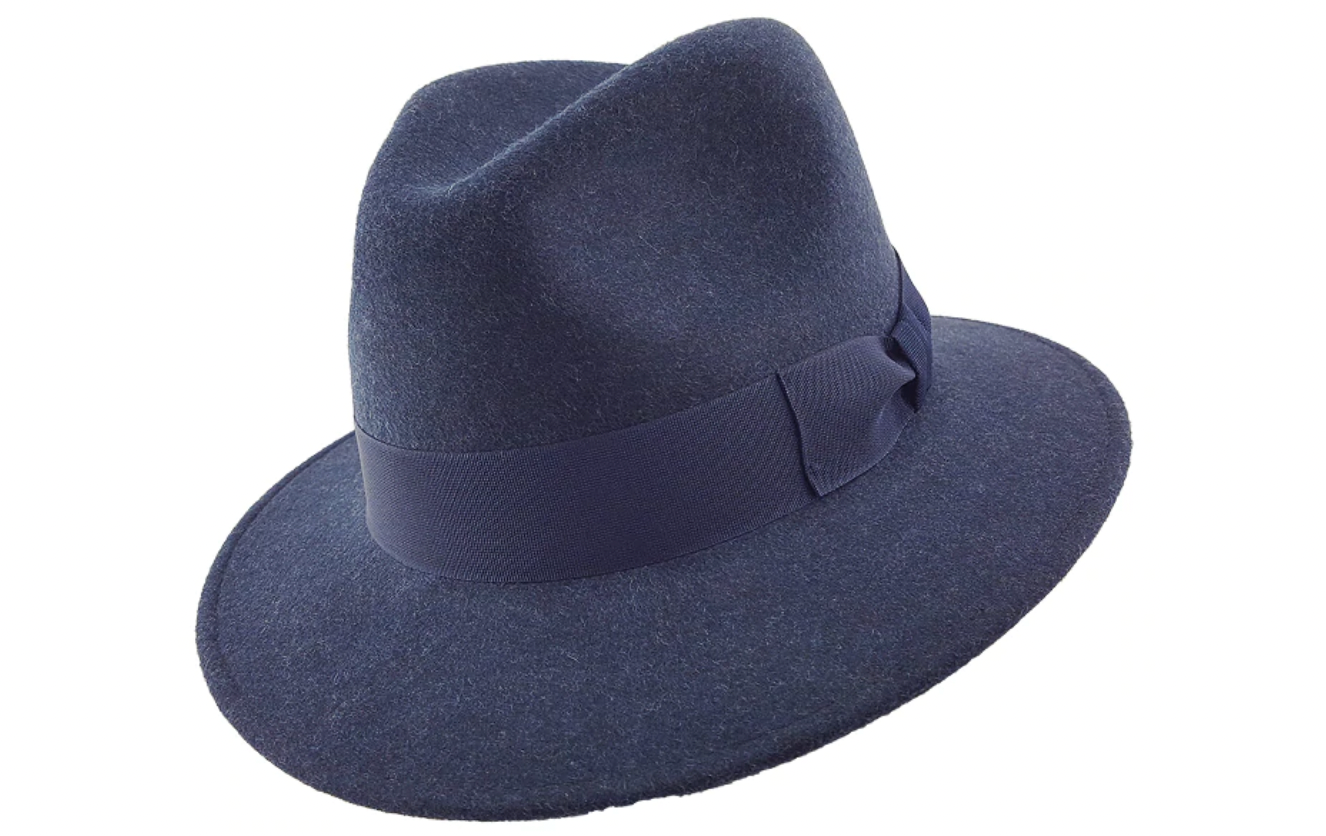 Stylish Packable Italian Wool Navy Fedora Hat for Men & Women - Perfect for Travel, Outdoor Events & Fashion Accessories