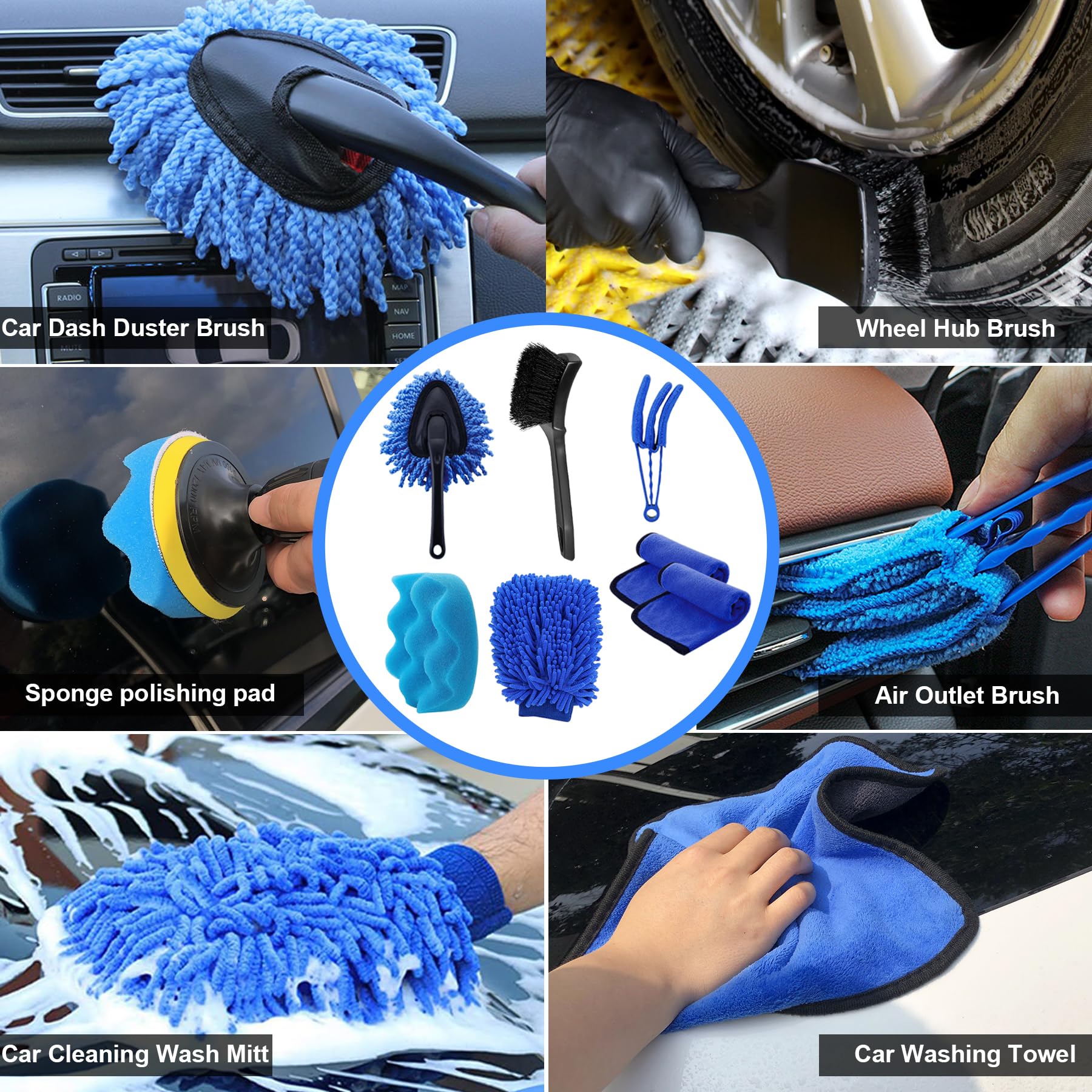 27Pcs Car Wash Cleaning Kit with Foam Gun - Auto Detailing Supplies & Tools Set with Wheel Drill Brush - Car Polishing Kit for Interior & Exterior - Perfect for DIY Car Washing, Detailing and Maintenance