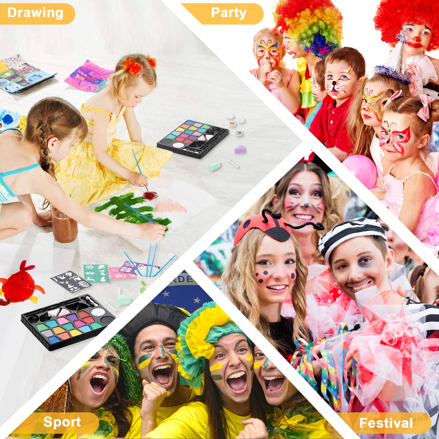 Lenbest Kids Face Paint - 17 Colors for Halloween & Parties