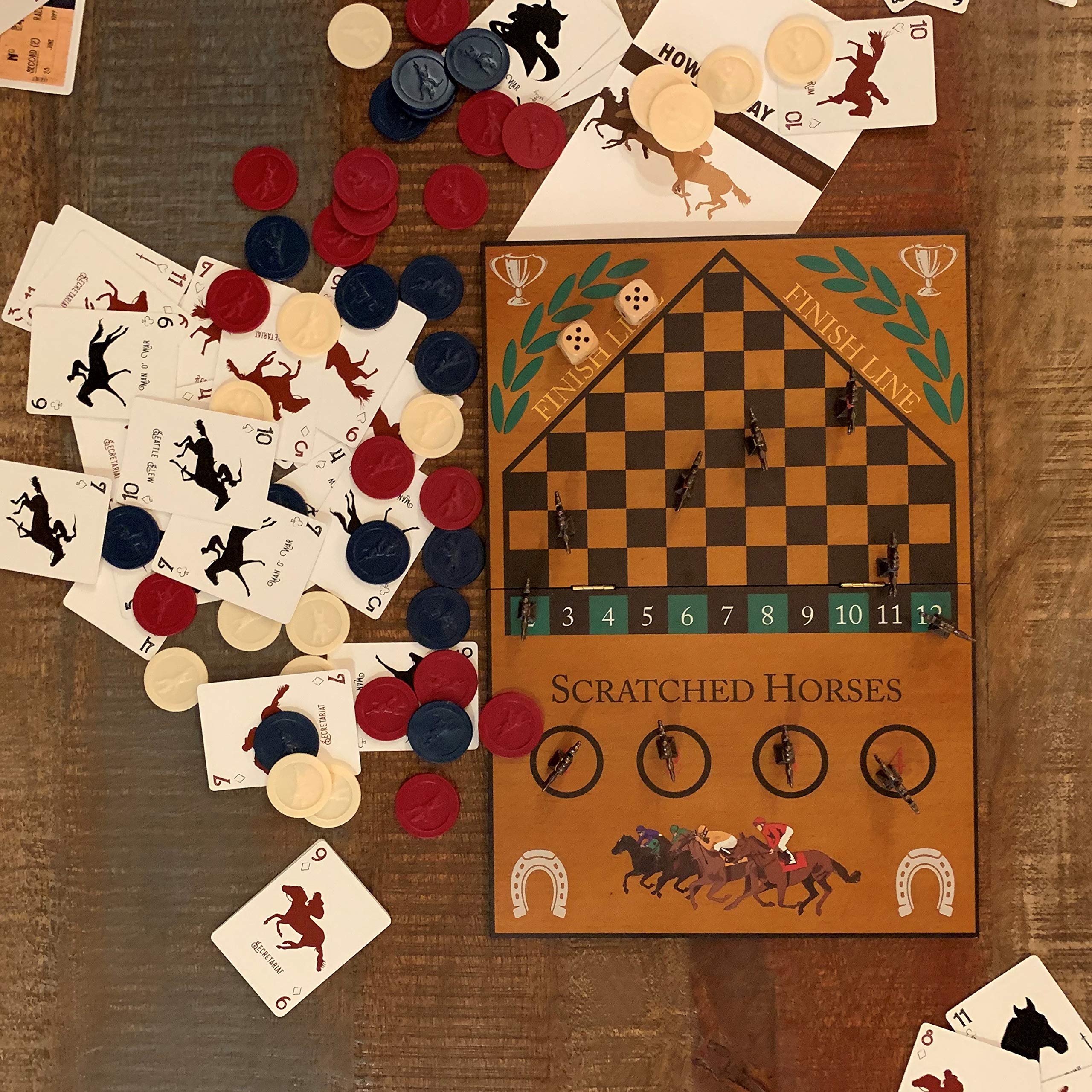 WE Games Derby Horse Race Board Game Set with Metal Game Pieces & Wooden Storage Box - Fun Family Board Games for Adults & Kids, Perfect for Game Nights, Birthday Gifts & Home Decor - Great for Living Room Entertainment & Family Bonding Activities
