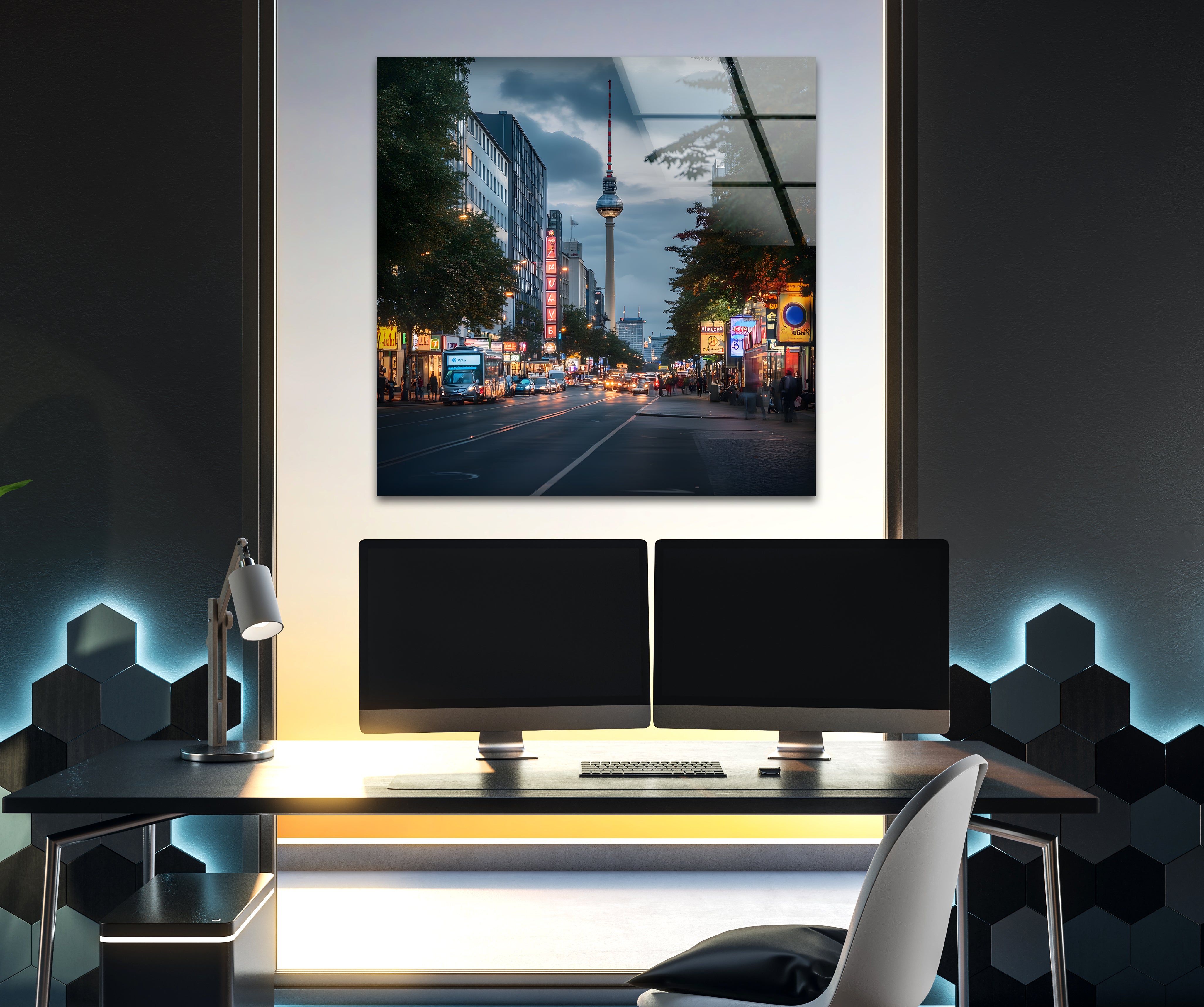 Berlin City Night Skyline Glass Wall Art - Modern Home Decor for Living Room, Bedroom & Office - Perfect Gift for Urban Art Lovers