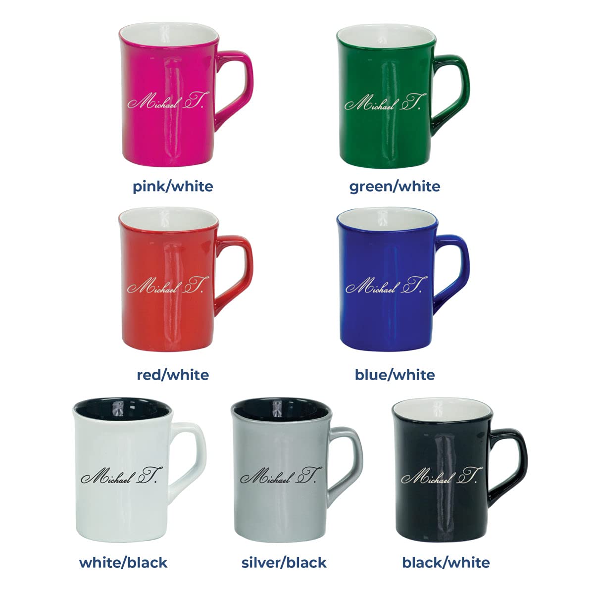 Personalized Split Monogram Ceramic Coffee Mug - Custom Name Coffee Cup with Rounded Corners - Perfect for Gifts, Office Use, and Home Decor