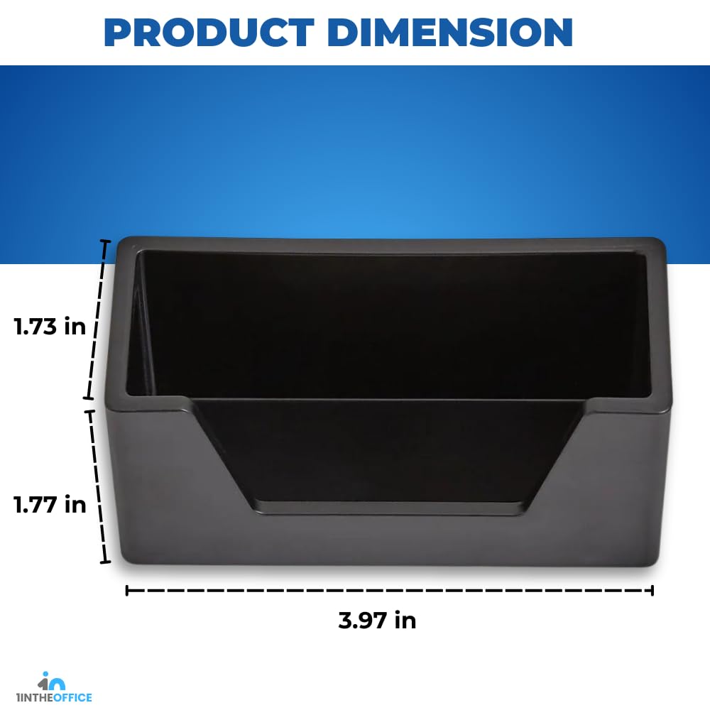 Premium 2-Pack Black Business Card Holders for Office Desk - Dual Compartment Card Display - Perfect for Reception, Meetings & Networking Events