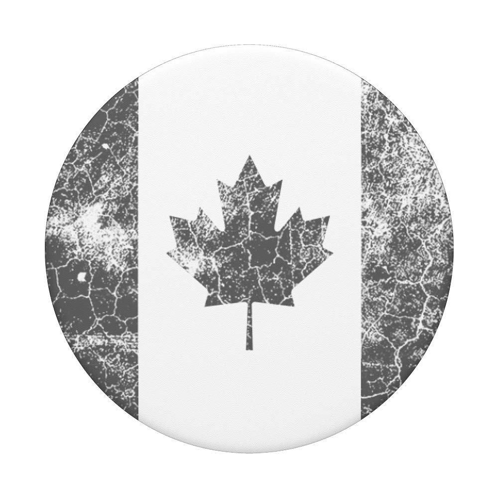 Distressed Black and White Canada Flag PopSockets PopGrip - Swappable Phone Grip for iPhone, Samsung & Tablets | Perfect for Travel, School & Everyday Use
