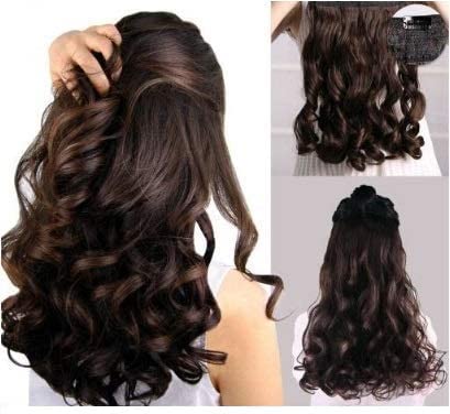 Raaya 5 Clip Synthetic Hair Extension for Women - Natural Black Brown | Clip-In Volumizer Hair Extensions for Daily Styling & Special Occasions