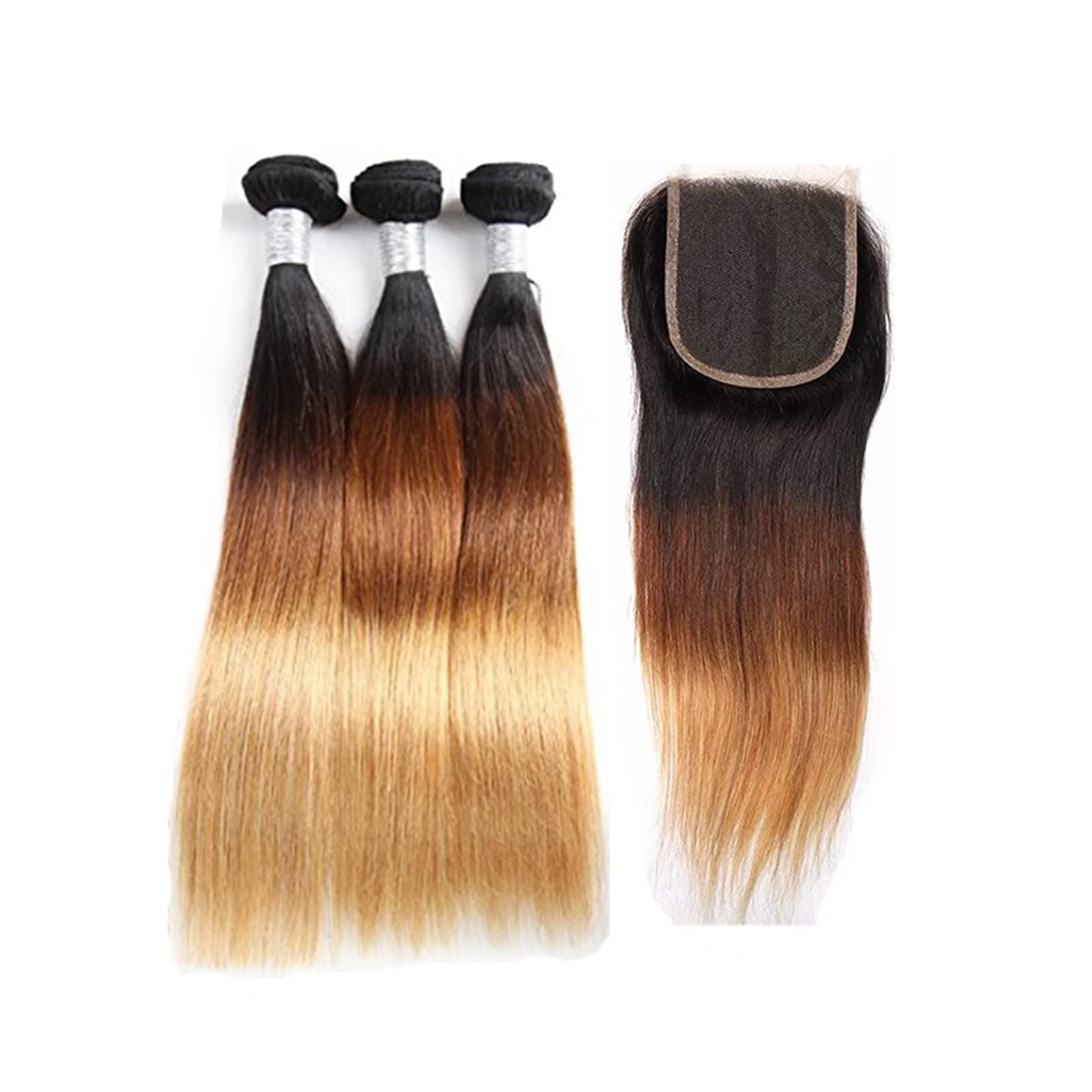 10A Ombre Straight Human Hair Weave Extensions 3 Bundles (12