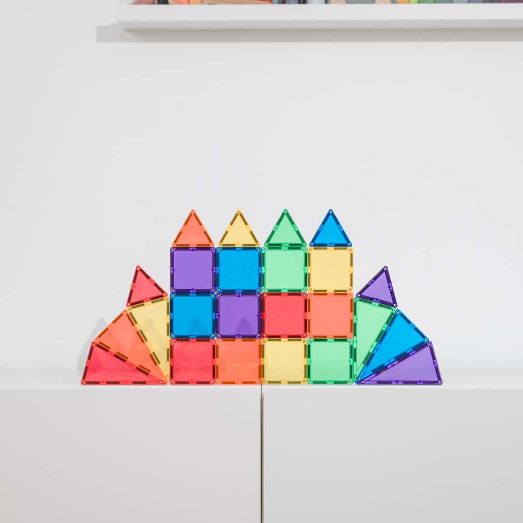 Connetix Magnetic Tiles Rainbow Mini 24 Piece Set - STEM Educational Building Toys for Kids, Perfect for Preschool Learning & Creative Play at Home or Classroom