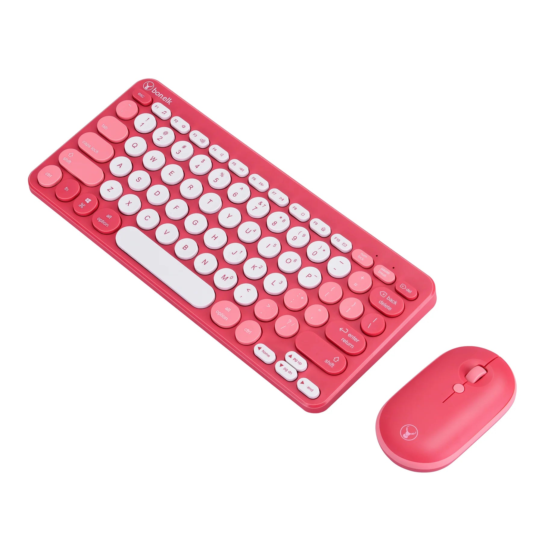 Bonelk KM 383 Wireless Keyboard and Mouse Combo - 2.4GHz USB, Quiet Click, Ergonomic Design (Red) - Perfect for Office, Home, and Gaming Use
