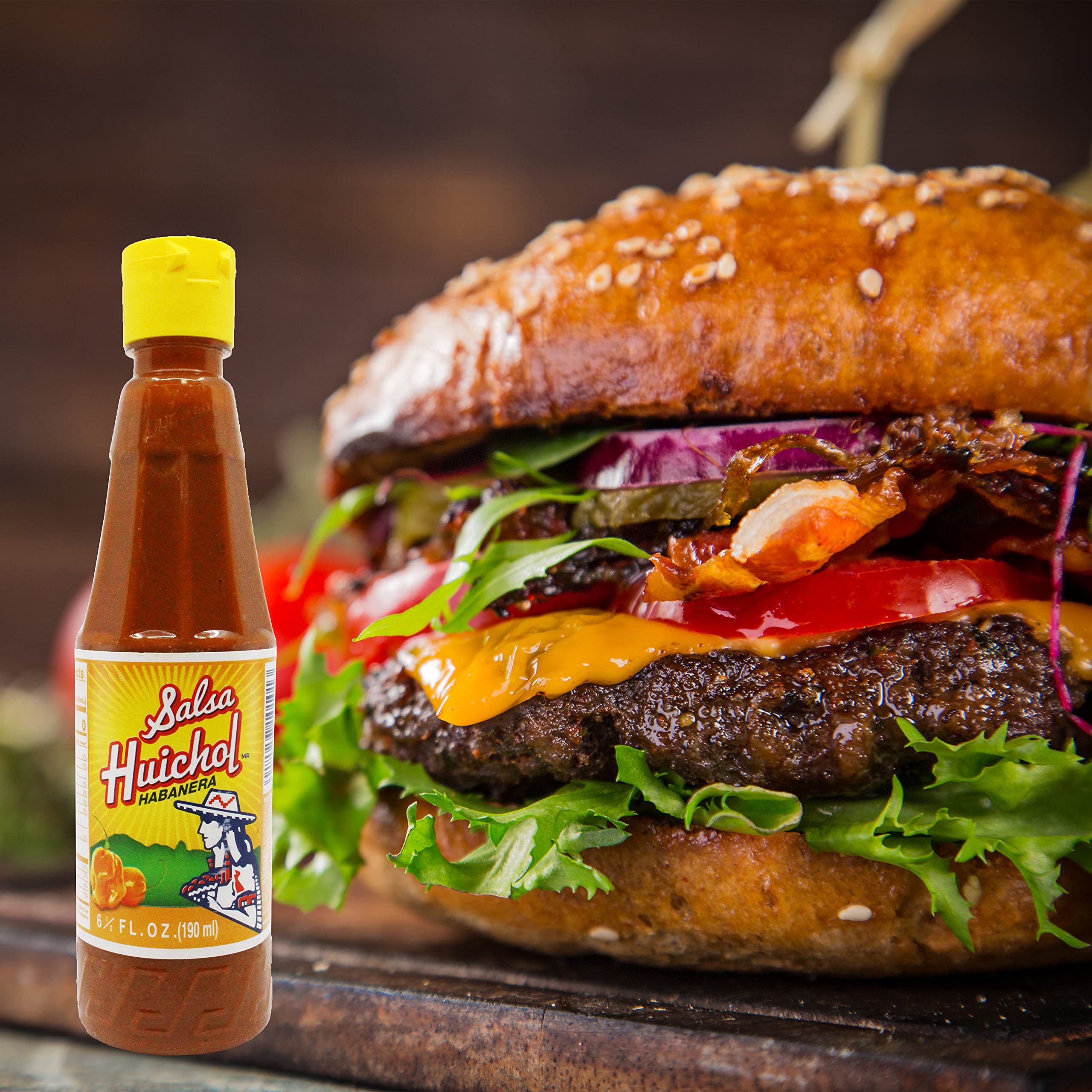 Spicy Salsa Huichol Habanera Hot Sauce - 6.5 oz Bottle - Authentic Mexican Hot Sauce for Tacos, Burritos & Grilled Meats - Perfect for Home Cooking & Restaurant Use