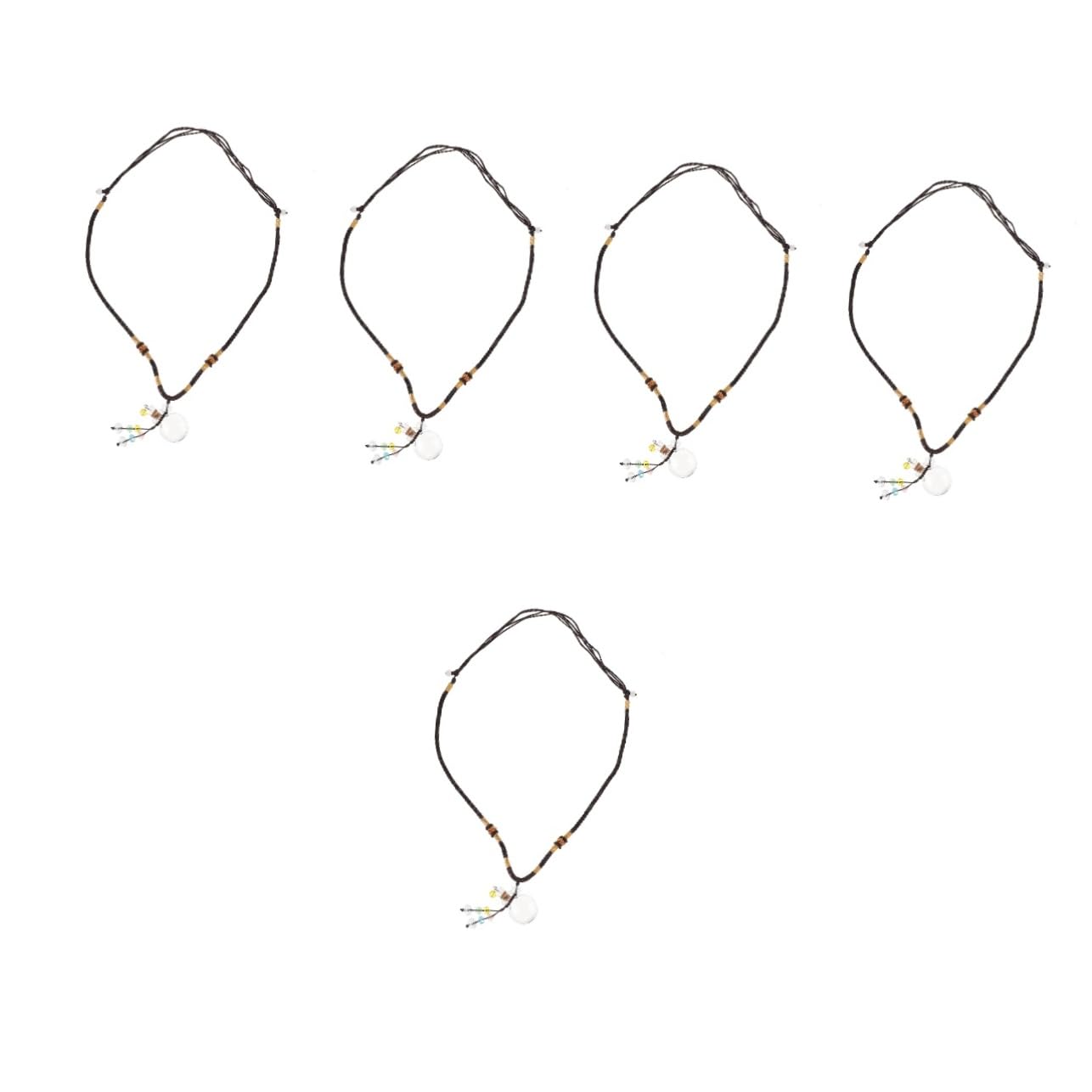 Minkissy 5-Piece Essential Oil Bottle Necklace Set - Glass Pendant Diffuser for Car & Personal Aromatherapy - DIY Charm Amulet for Relaxation, Stress Relief & Home Fragrance