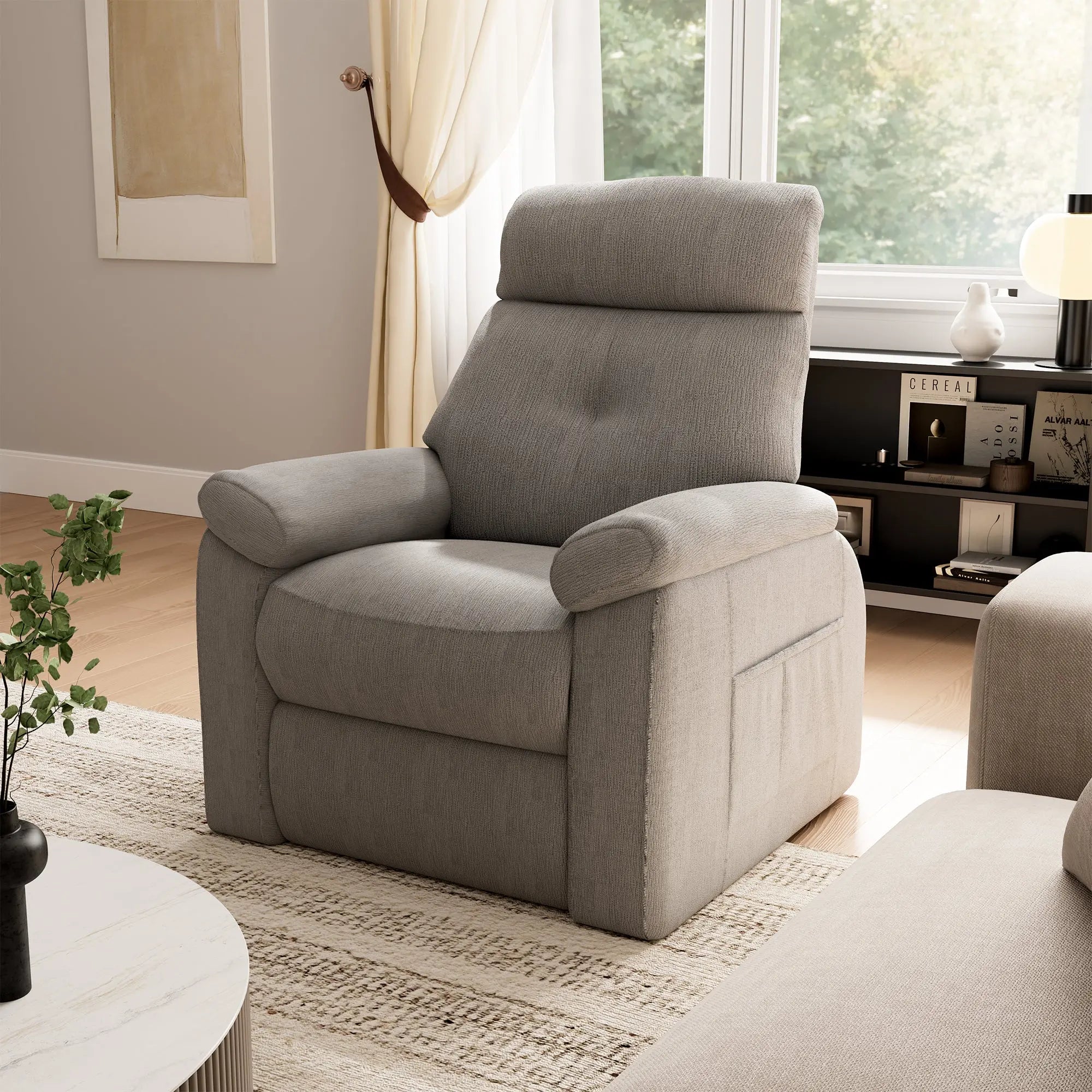 Henry Armrest Power Recliner Chair - Super Zero Gravity Massage Recliner for Living Room, Home Theater & Office - Ergonomic Leather Lounge Chair with USB Charging & Cup Holders