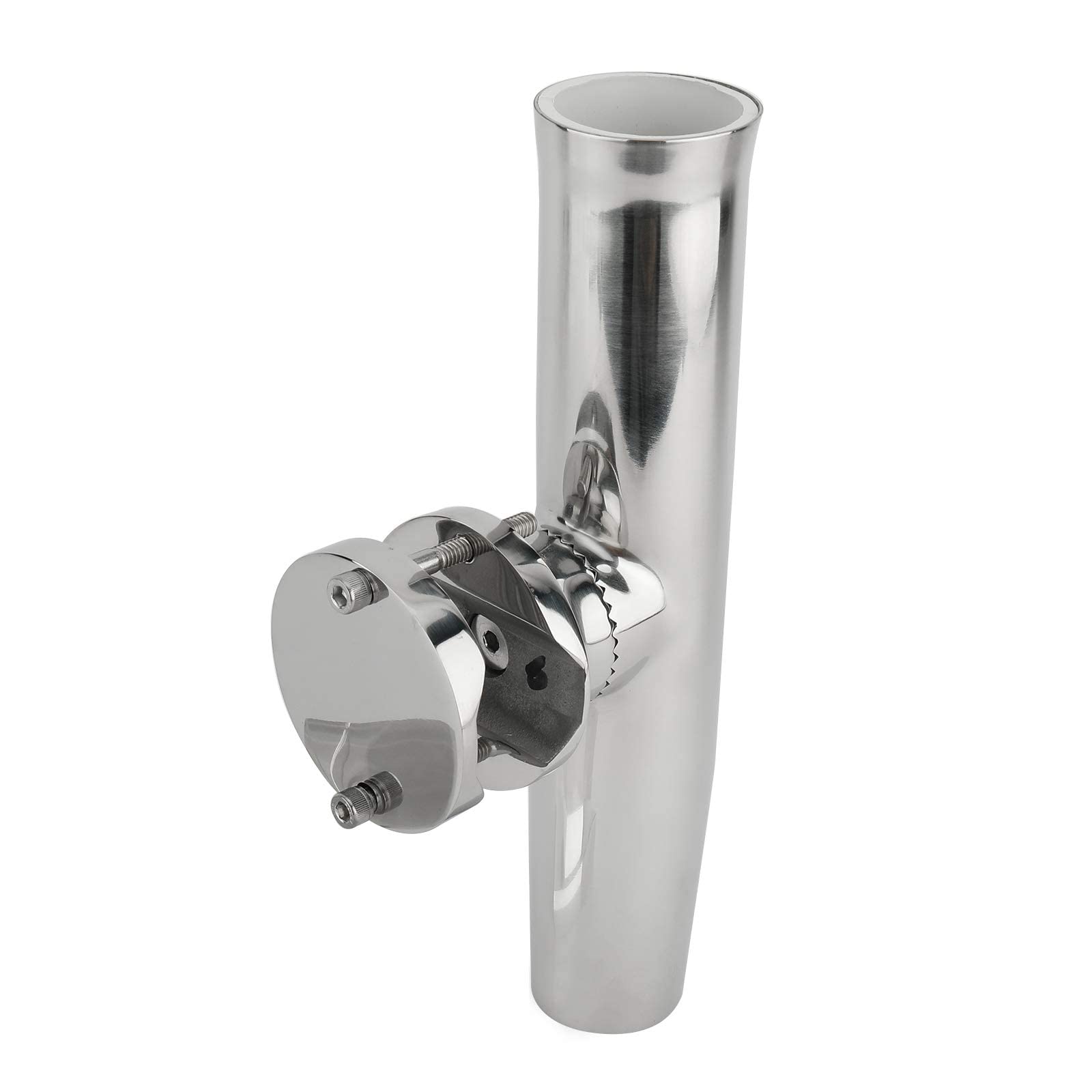 YaeMarine 4 Pack Stainless Steel Boat Fishing Rod Holder - Tournament Style Clamp-On Rail Mount for 1-1/4