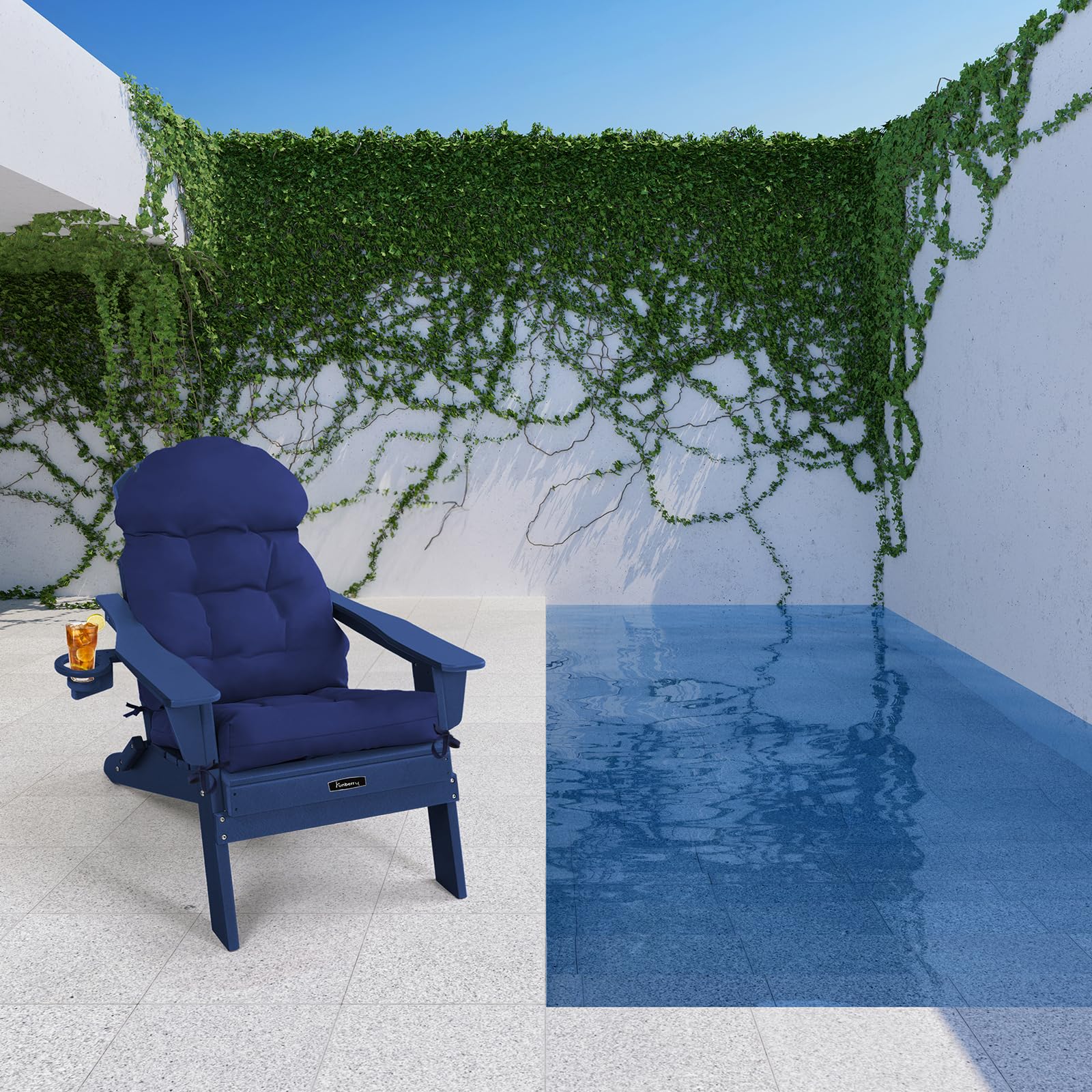 FUNBERRY 4-Piece Patio Chair Cushion Set - Thickened Comfortable Non-Slip Waterproof Outdoor Cushions with Ties for Rocking Chairs, High Back Support & Fade Resistant - Perfect for Porch, Deck, Garden & Poolside Relaxation