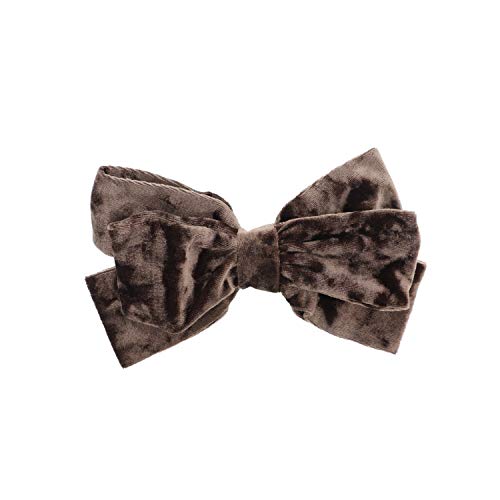 Crushed Velvet Bow Hair Clip Large Coffee - Elegant Hair Accessory for Women, Perfect for Weddings, Parties, and Daily Wear
