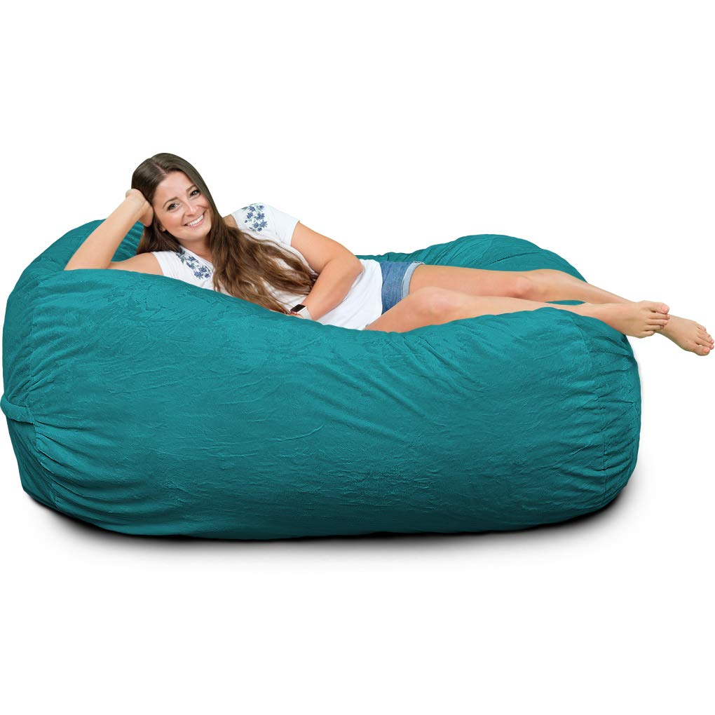 ULTIMATE SACK Lounger - Oversized Bean Bag Chair for Adults & Teens, Comfy Suede Lounge Sofa for Living Room, Bedroom, Game Room & Dorm | Teal Blue Comfort Furniture for Relaxing, Reading & Gaming