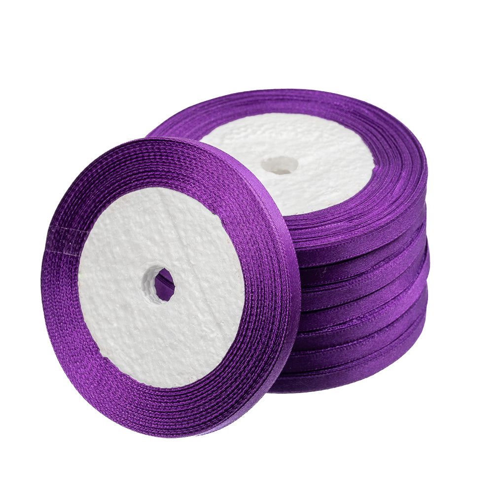 1/4 Inch Satin Ribbon - Purple Color, 25 Yards - Perfect for Gift Wrapping, DIY Crafts, Hair Bows, and Party Decorations
