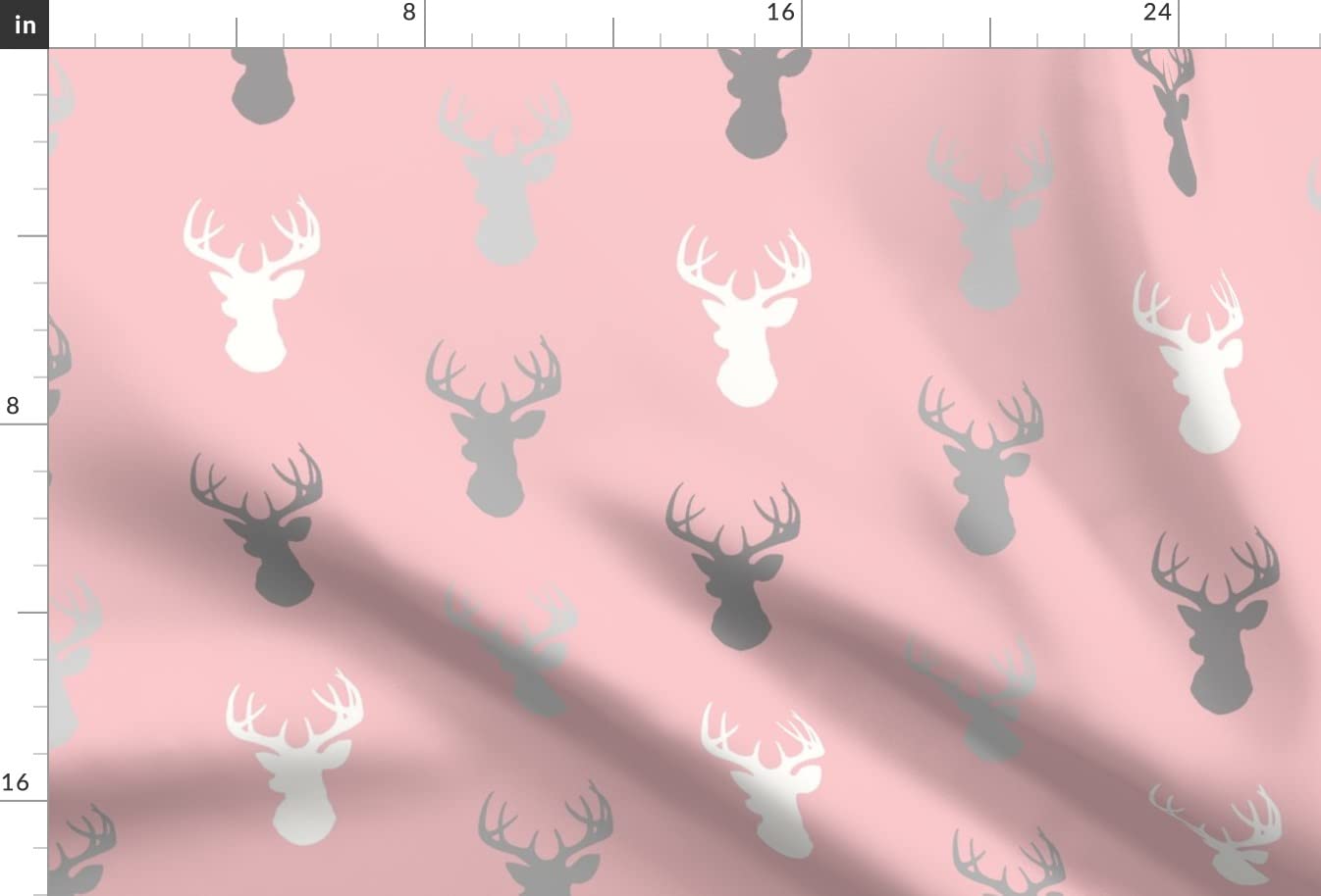 Deer Pink Meadow Sunrise Gray Woodland Nursery Buck Printed Velvet Fabric by The Yard - Premium Upholstery & Home Decor Material for DIY Projects, Curtains, Pillows, and Apparel