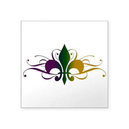 Clear - Fleur De Lis Swirls_Color Square Sticker 3 X