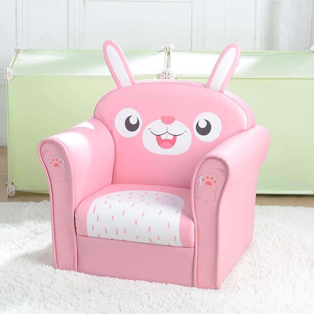 Cute Rabbit-Shaped Kids Single Sofa - American Standard PU Leather, Dark Pink - Perfect for Nursery, Playroom, or Bedroom Decor