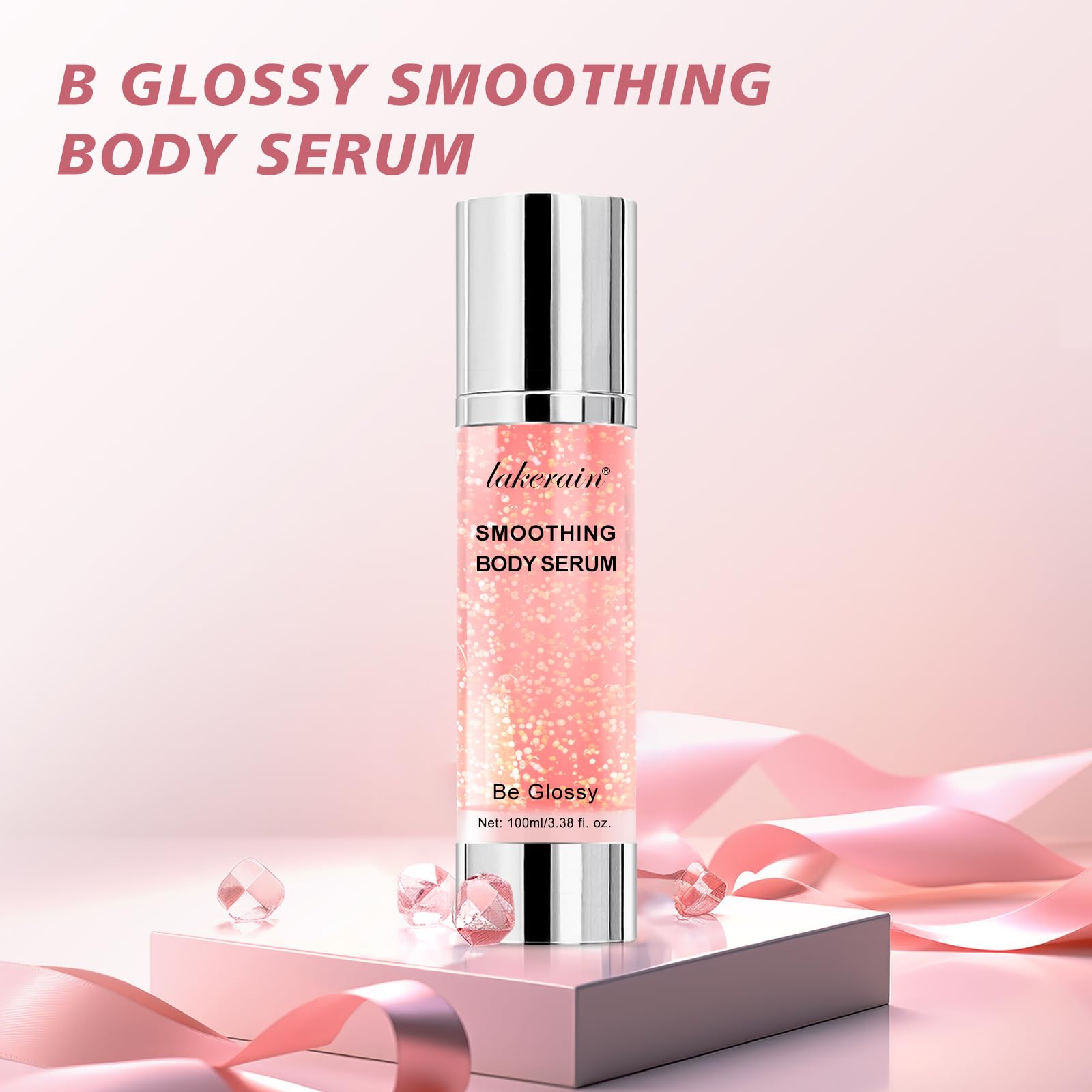 B Glossy Anti-Aging Body Serum with Hyaluronic Acid & Vitamin E - Wrinkle Reduction, Skin Tightening & Hydration Treatment - 100ml/3.38 Fl Oz for Smooth, Firm & Youthful Skin - Perfect for Daily Skincare Routine & Nighttime Rejuvenation