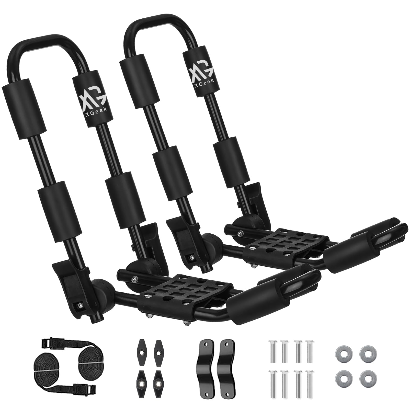 XGeek J-Style Kayak Roof Rack - Universal SUV/Car/Truck Mount for Kayaks, Surfboards, Canoes & Ski Boards | Foldable & Durable Water Sports Rack for Easy Transport & Outdoor Adventures