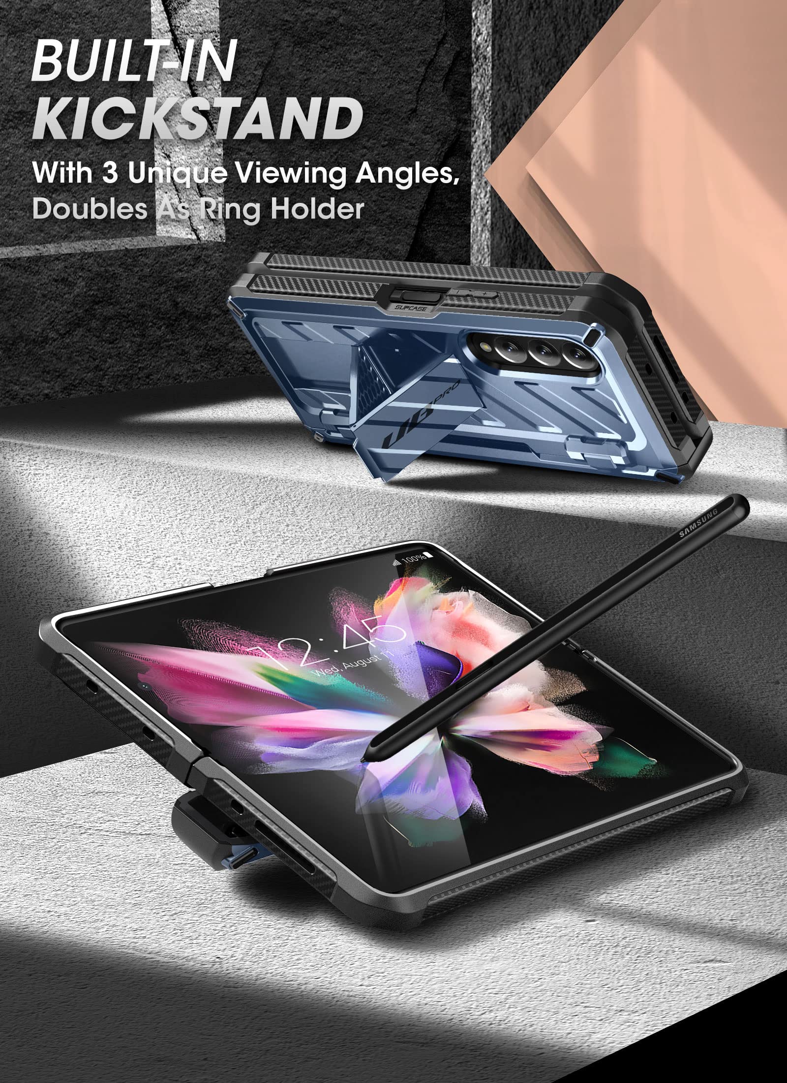 SUPCASE Unicorn Beetle Pro Rugged Case for Samsung Galaxy Z Fold 3 5G (2021) - Heavy Duty Dual Layer Protection with Built-in Screen Protector, Kickstand & S Pen Holder | Perfect for Outdoor Adventures, Work & Travel