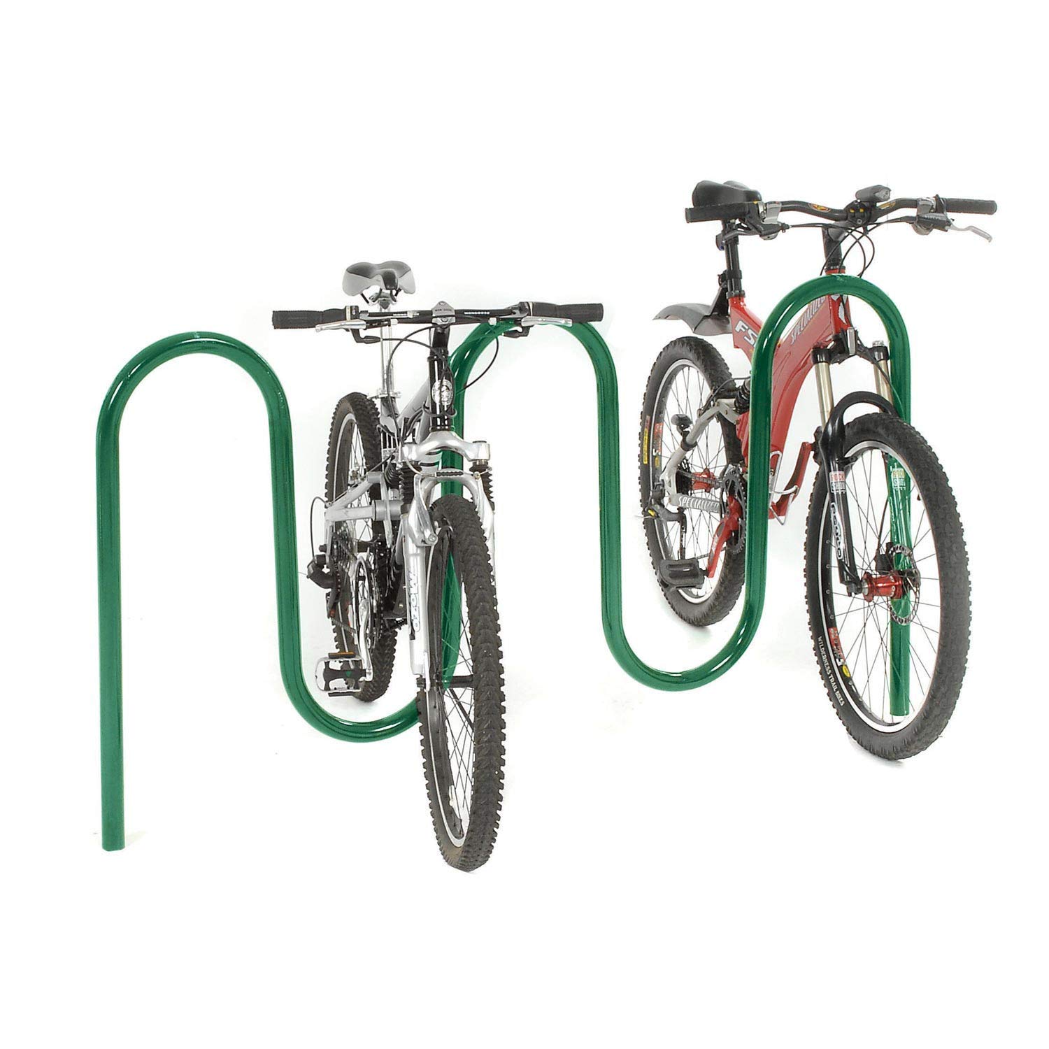 Global Industrial Wave Bike Rack - Heavy Duty 7-Bike Capacity, Green Powder Coated, Below Ground Mount - Perfect for Parking Lots, Schools & Commercial Bike Storage