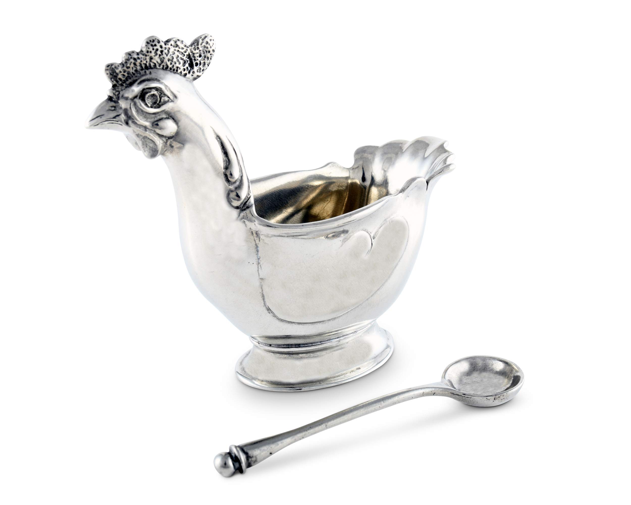 Vagabond House Pewter Metal Sugar Bowl with Spoon - 6 Inch Sugar Canister for Coffee Bar & Restaurant - Elegant Coffee Accessories for Home, Café, and Dining Decor