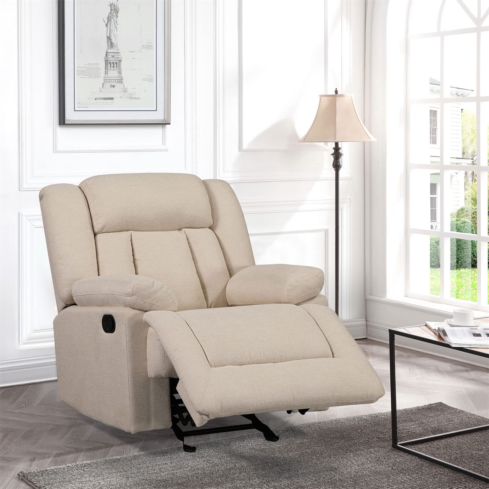 Adjustable Recliner Chair for Living Room & Bedroom - Comfortable Chaise Lounge Sofa with Wear-Resistant Fabric, Ergonomic Backrest - Perfect for Relaxing, Reading & Napping (Beige)
