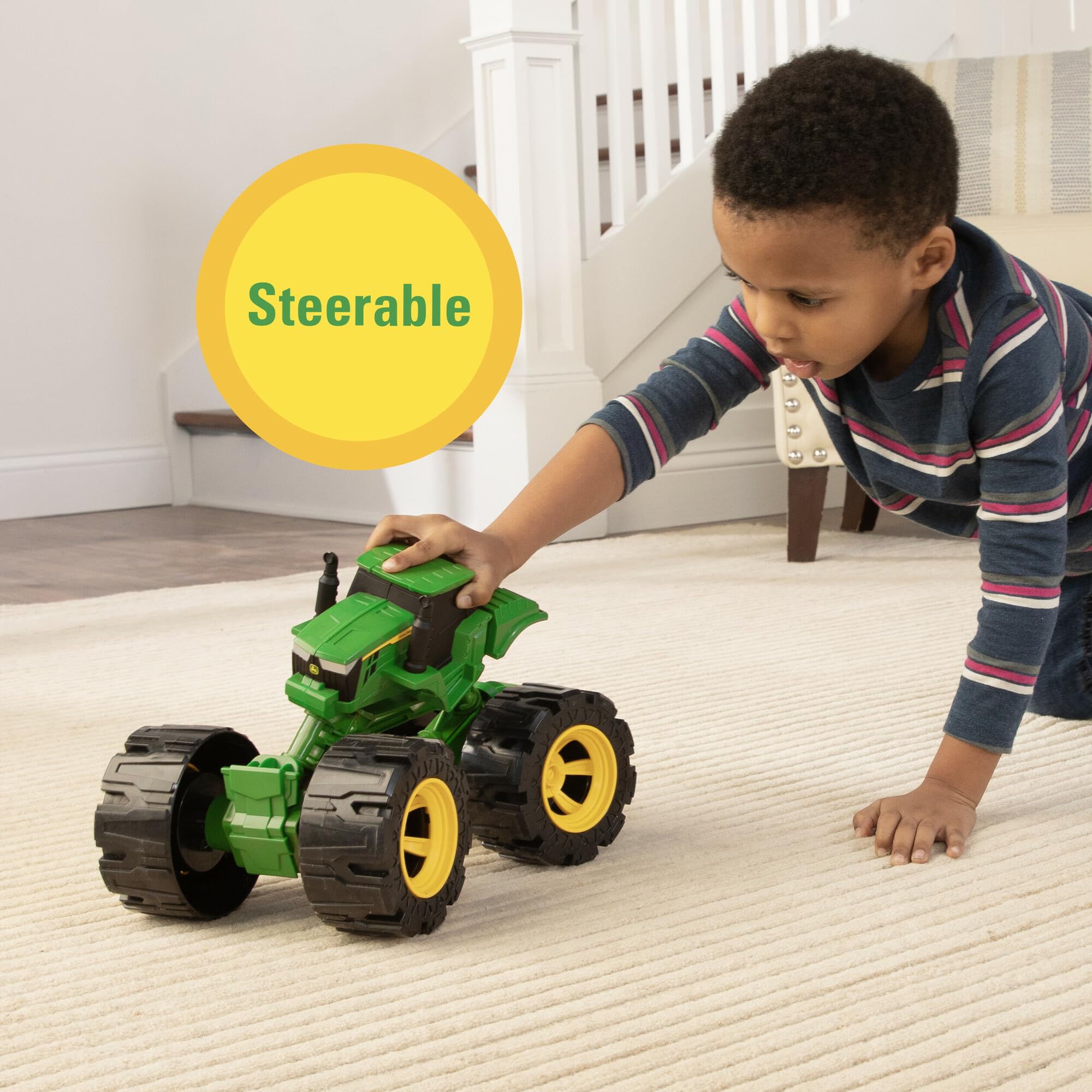John Deere Monster Treads All-Terrain Tractor Monster Truck Toy - Durable Kids Toys for Ages 3+ - Perfect for Outdoor Play, Sandbox Fun & Pretend Farming Adventures