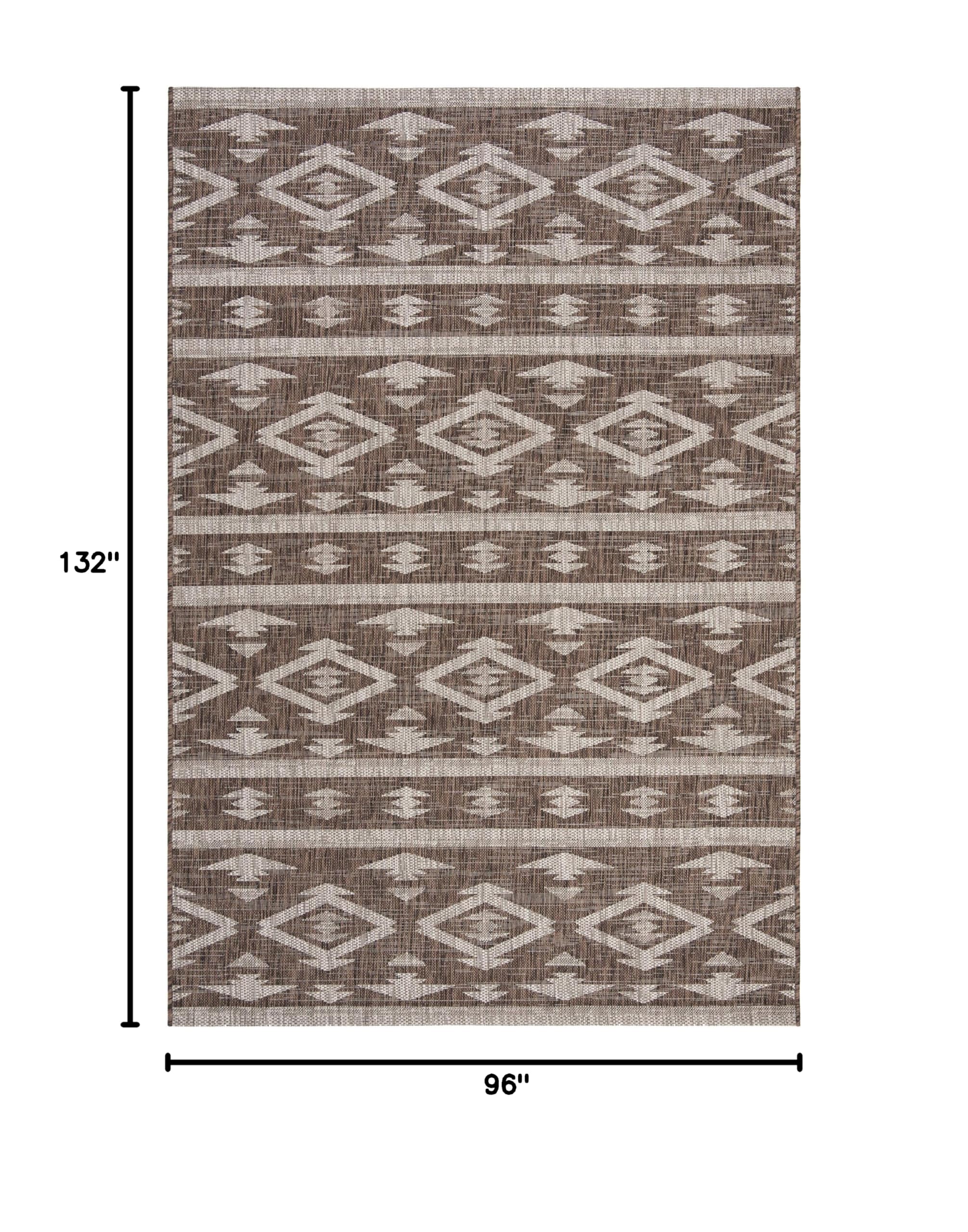 SAFAVIEH Courtyard Collection 8' x 11' Brown/Ivory Indoor Outdoor Waterproof Rug - Easy to Clean, Stain Resistant for Patio, Backyard, Mudroom, Deck & Poolside (Model CY8863)
