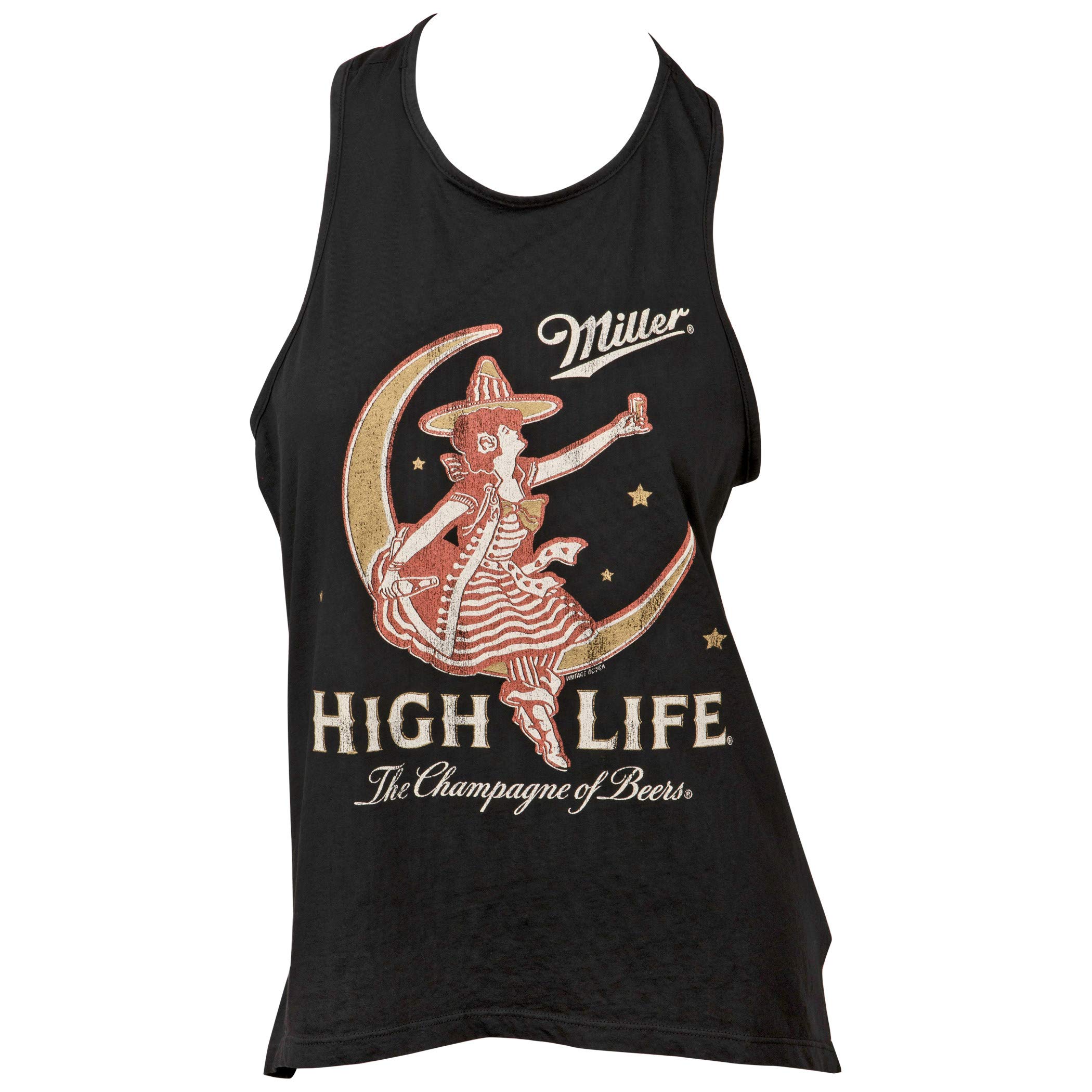 Miller High Life Girl in The Moon Women's Tank Top - Vintage Beer Graphic Tee for Casual Wear, Summer Outfits & Music Festivals