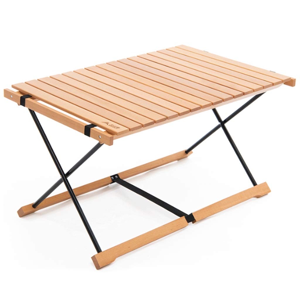 Lightweight Foldable Portable Camping Table with Cup Holders - Aluminum Alloy Outdoor Picnic Fishing Folding Table for Backpacking, Beach, BBQ & Tailgating (Natural Color)