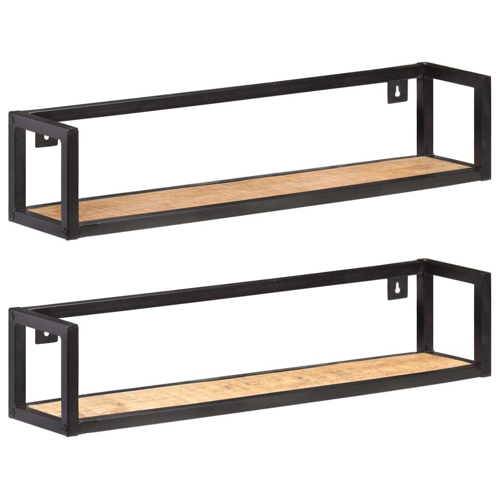 SKM 2-Pack 31.5 Inch Rustic Mango Wood Wall Shelves - Floating Shelf for Living Room, Bedroom, Kitchen & Bathroom Storage Decor