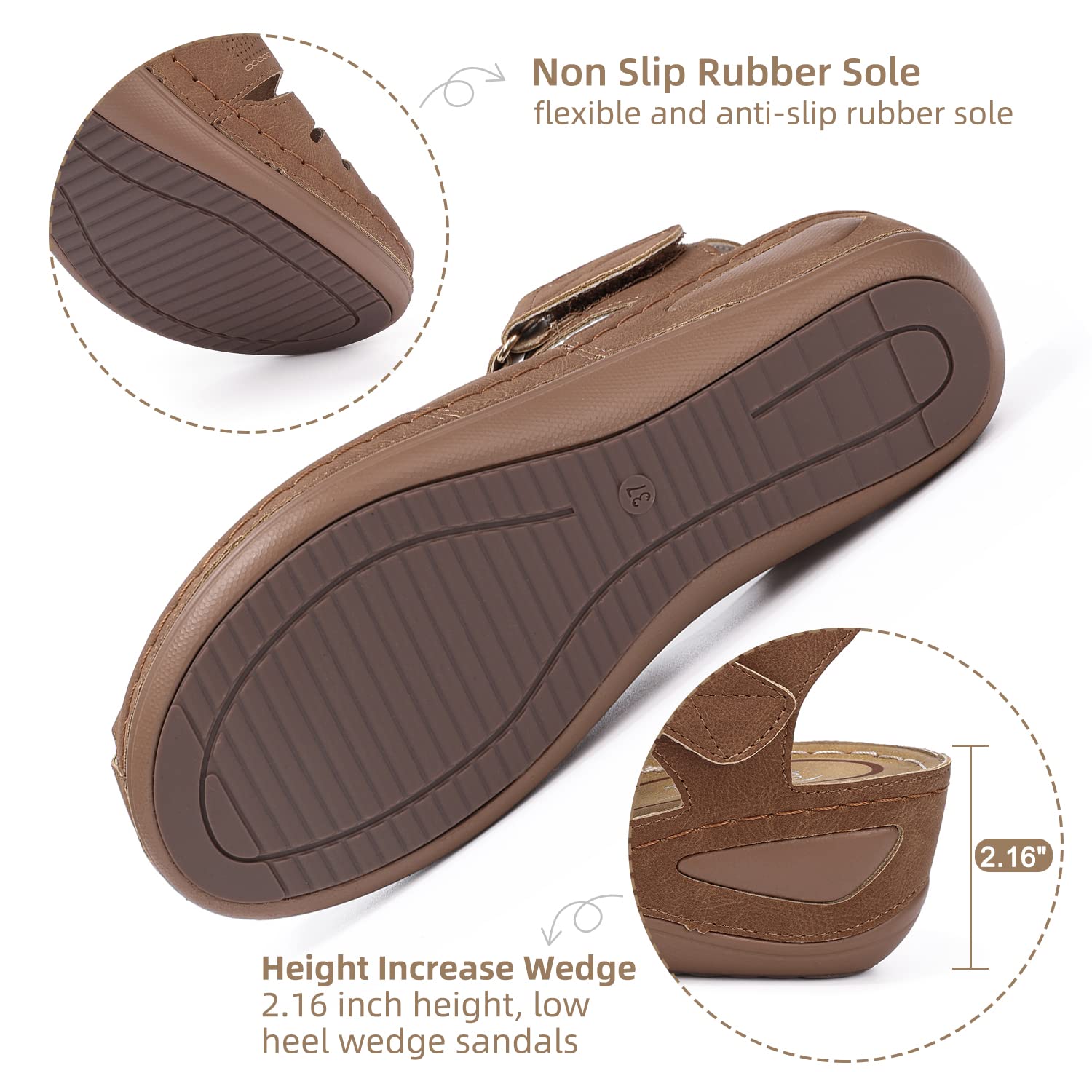 SHIBEVER Women's Summer Wedge Sandals - Closed Toe Platform Heels for Women, Size 5-11 | Comfortable Dressy Shoes for Beach, Wedding & Casual Outings