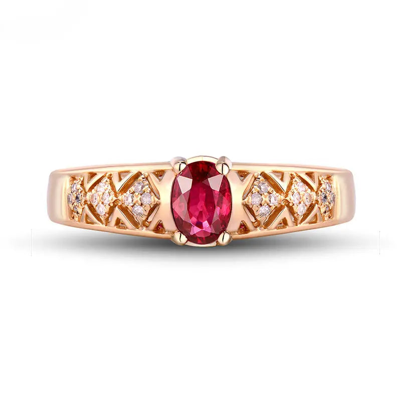 4x6mm Ruby Oval Gemstone 14K Rose Gold Diamond Wedding Ring for Women - Elegant Bridal Jewelry, Anniversary Gift & Engagement Ring for Her