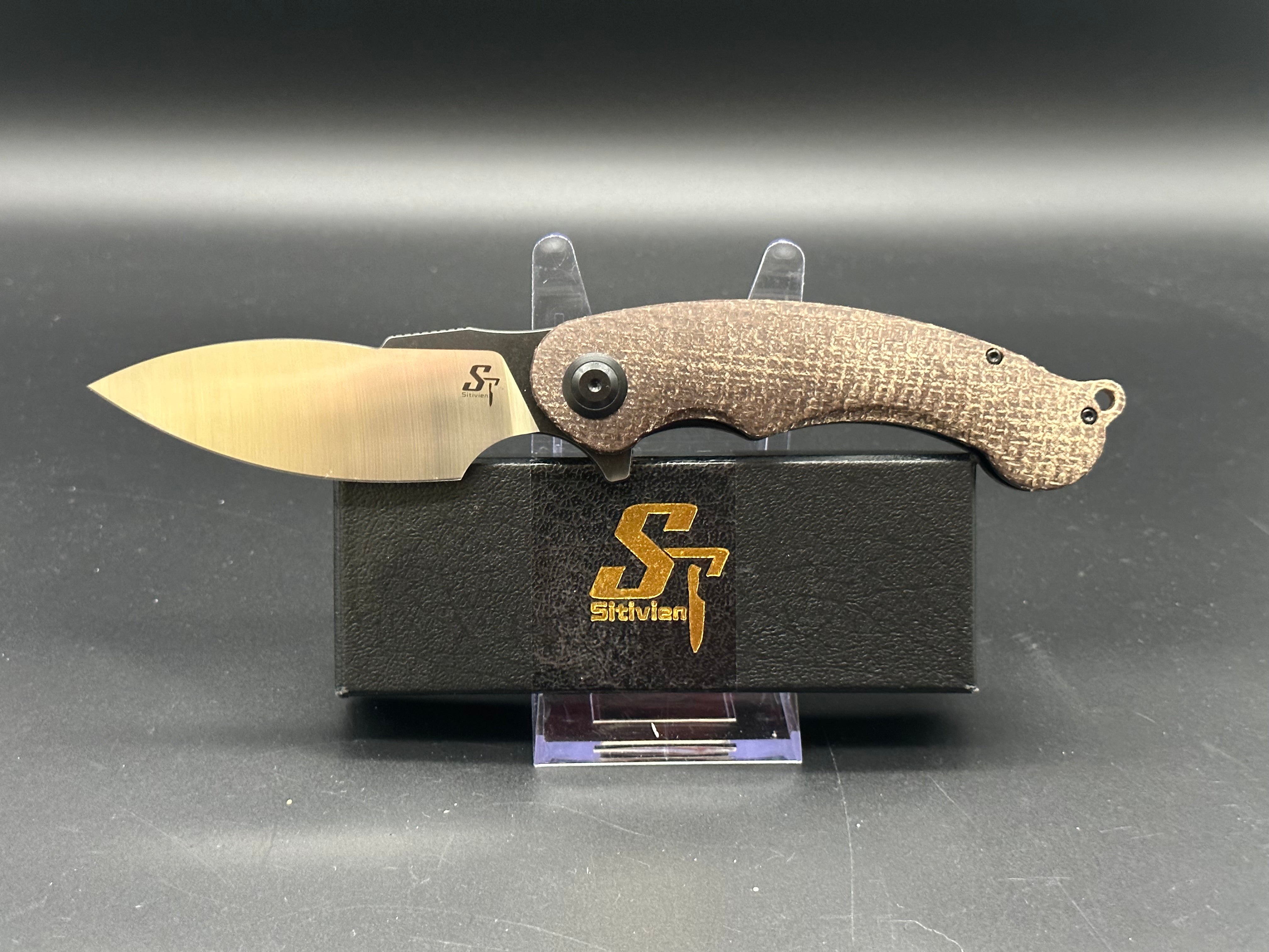 Sitivien ST157 Folding Knife - Sandvik 14C28N Stainless Steel Blade with Premium Micarta Handle - Chinese Zodiac Series Pocket Knife for EDC, Outdoor Camping & Survival Gear