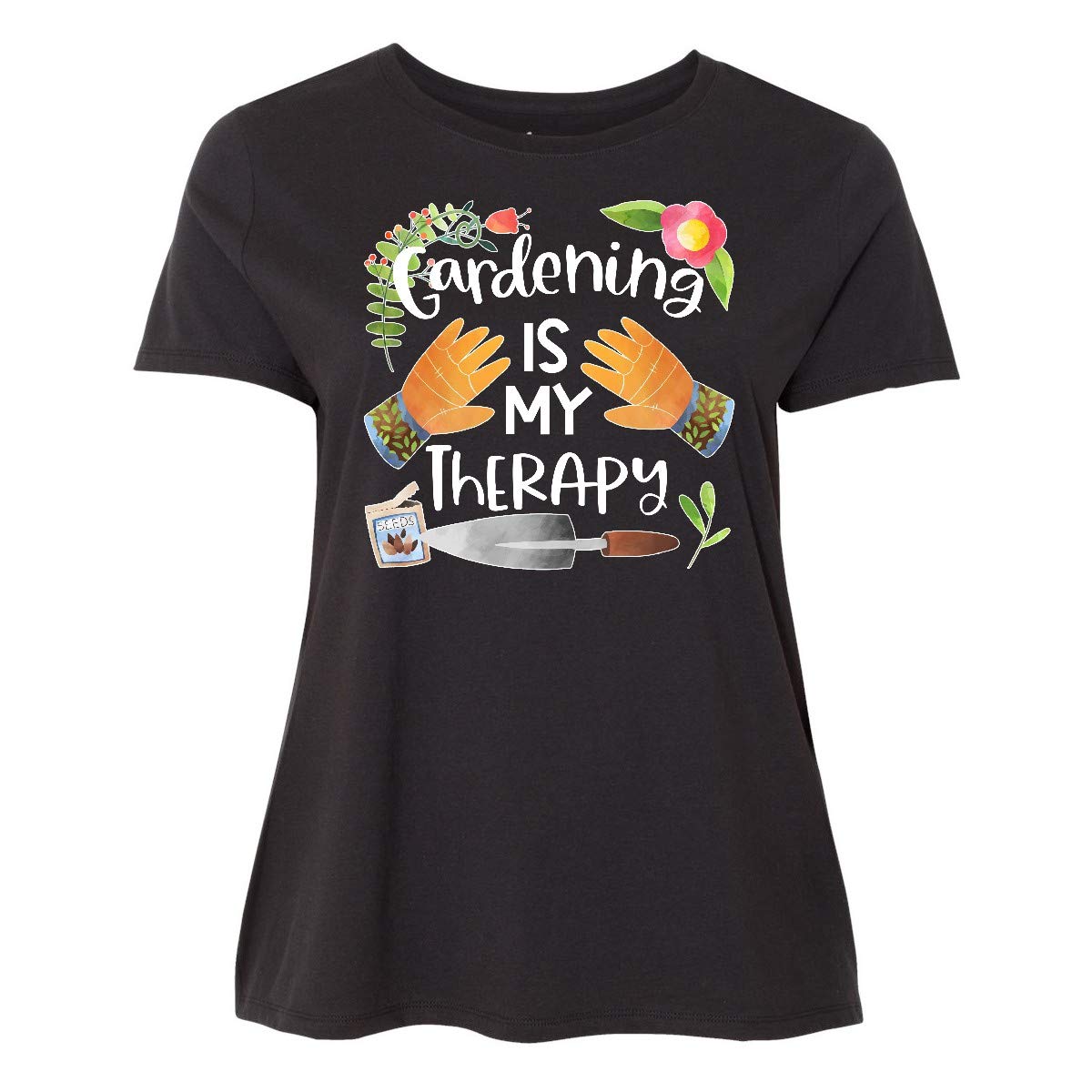 Inktastic Gardening is My Therapy Women's Plus Size T-Shirt - Comfortable Cotton Tee for Gardening Enthusiasts - Perfect for Outdoor Activities, Planting Seeds & Relaxing in Your Garden