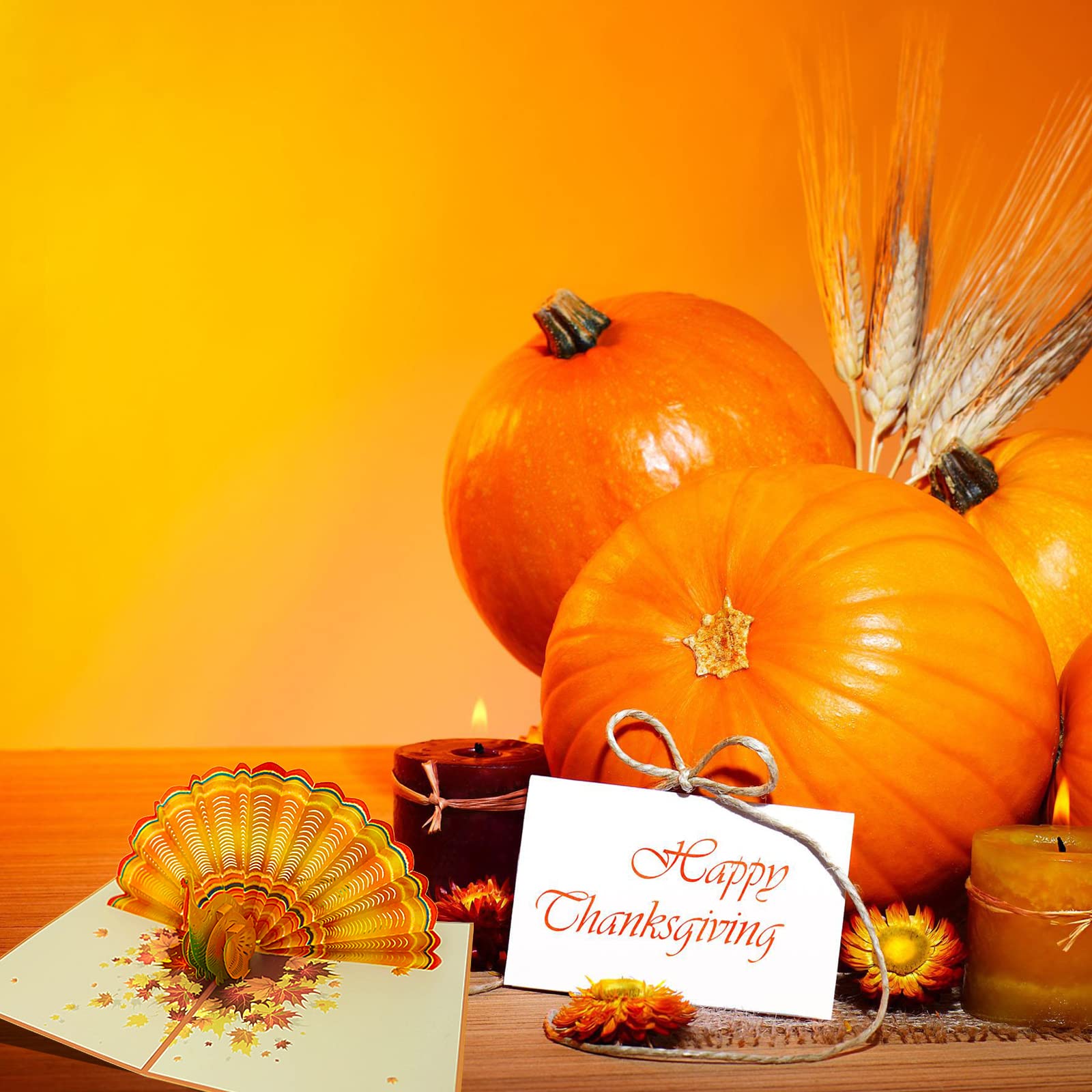 3D Pop Up Thanksgiving Greeting Cards with Turkey Design - Fall Birthday & Thank You Cards - Includes Sticky Tape - Perfect for Holiday Gifts, Family Gatherings & Autumn Celebrations