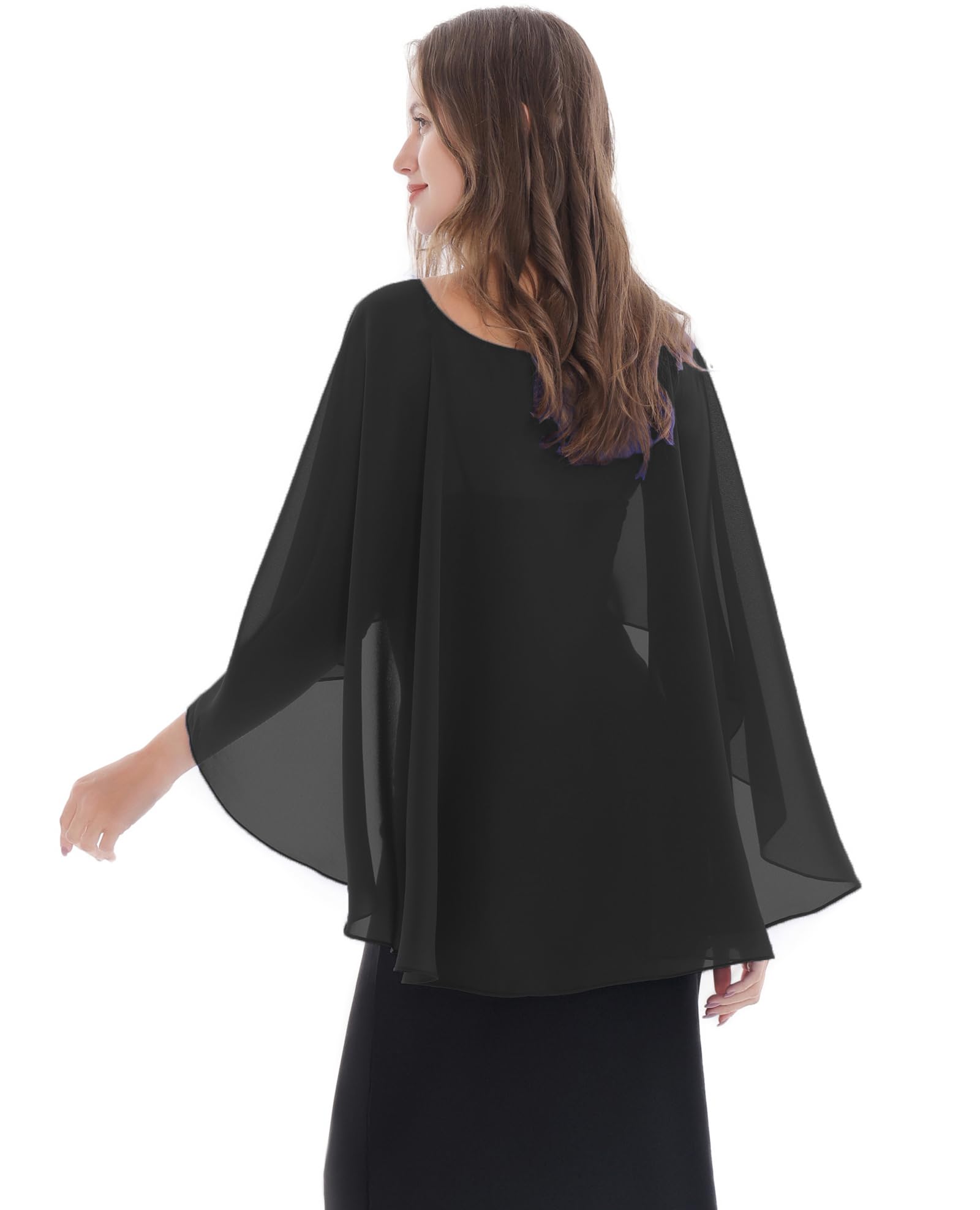 Elegant Women's Chiffon Capelet Shawl - Soft Bridesmaid Wrap for Evening Dresses & Wedding Cover Up | Perfect for Formal Events, Date Nights & Special Occasions
