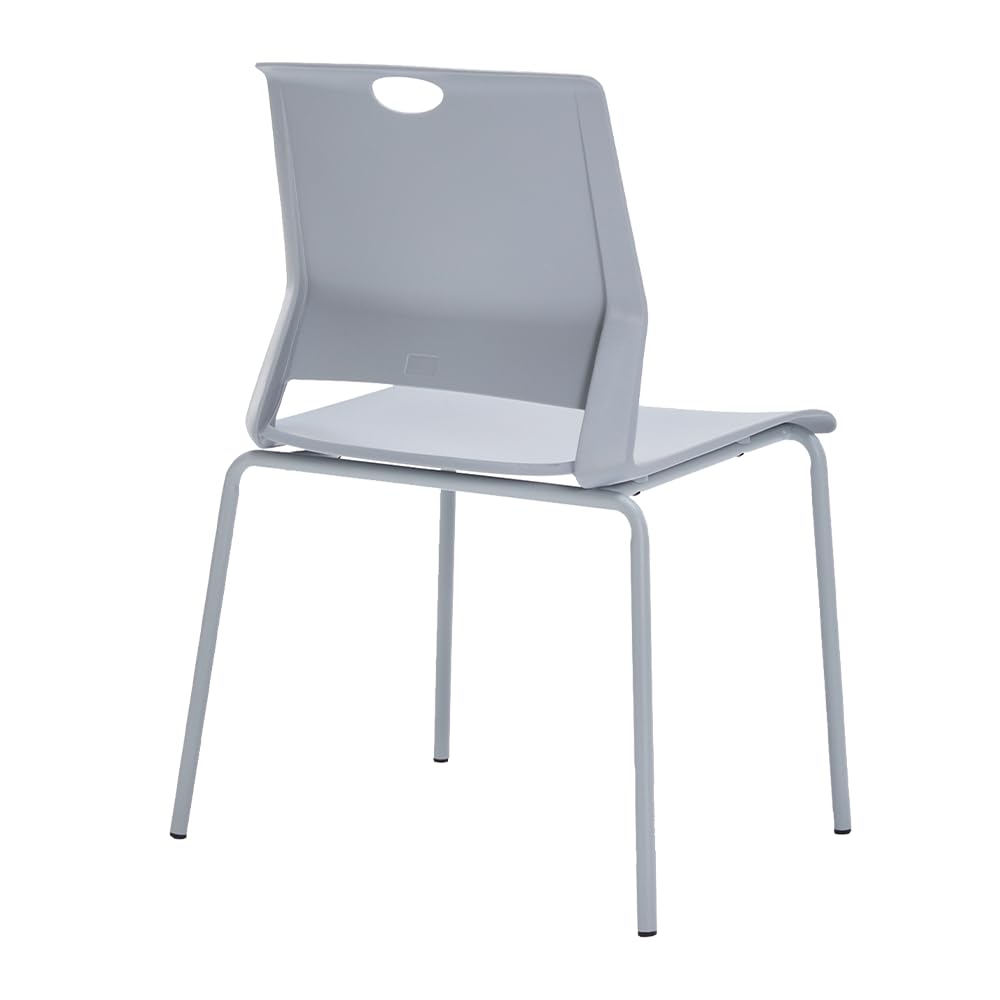 Modern Grey Stackable Chairs Set of 4 - Wide Seat Plastic Dining Chairs for Office, Conference Room & Home | Durable Guest Chairs for Living Room, Waiting Area & Classroom Use