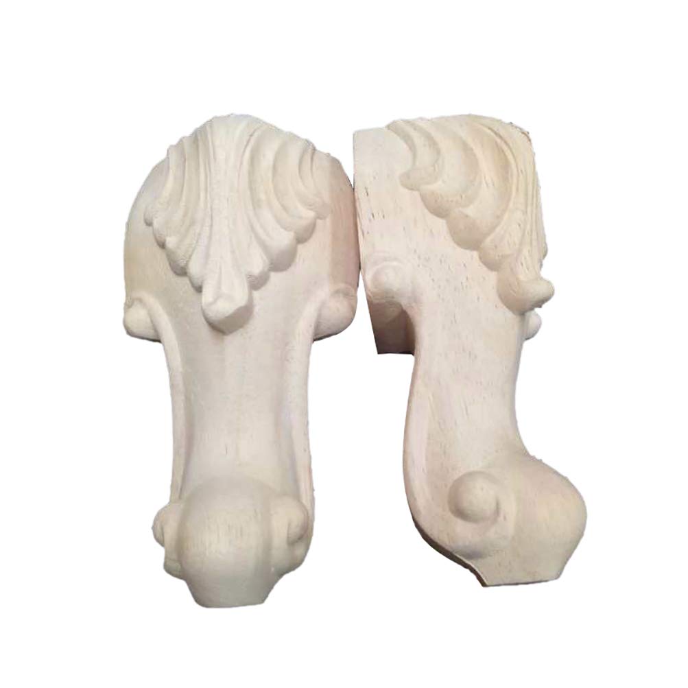 Solid Unfinished Wooden Furniture Legs - Hand Carved Replacement Feet for Sofa, Couch, Chair, Ottoman, Loveseat & Coffee Table - 4 Pack - Enhance Home Decor & DIY Furniture Projects (Living Room, Bedroom, Office)