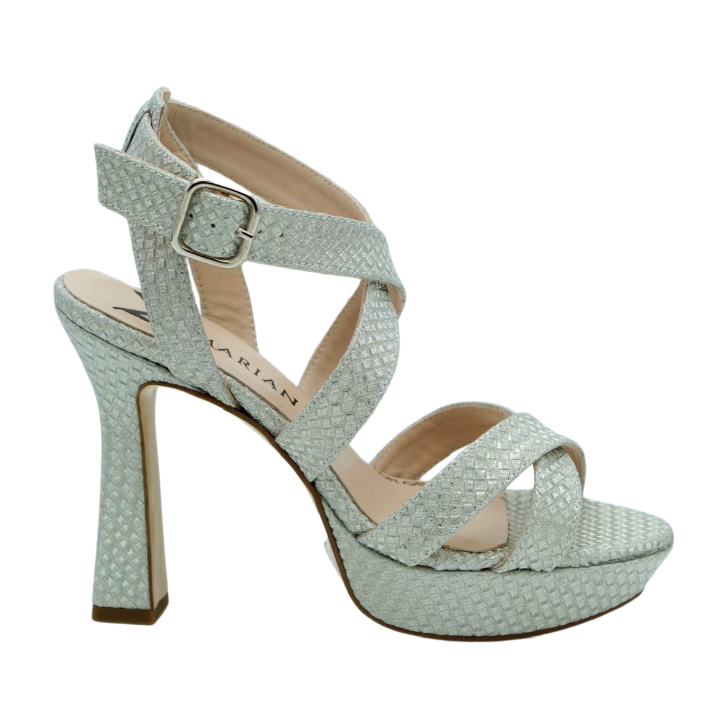 MARIAN Silver Shimmer Platform Sandals for Women - Comfortable High Heel Summer Beach Wedding Party Shoes | Perfect for Bridesmaids, Vacation & Night Out