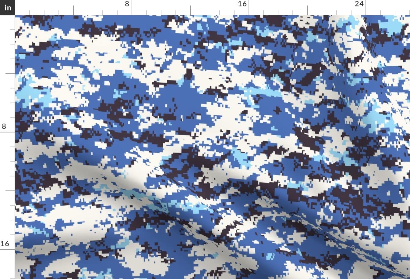 Digital Blue Camo Camouflage Abstract Printed Minky Fabric Fat Quarter - Soft Plush Material for Sewing Baby Blankets, Quilt Backing & DIY Plush Toys - Perfect for Nursery Decor, Craft Projects & Gift Making