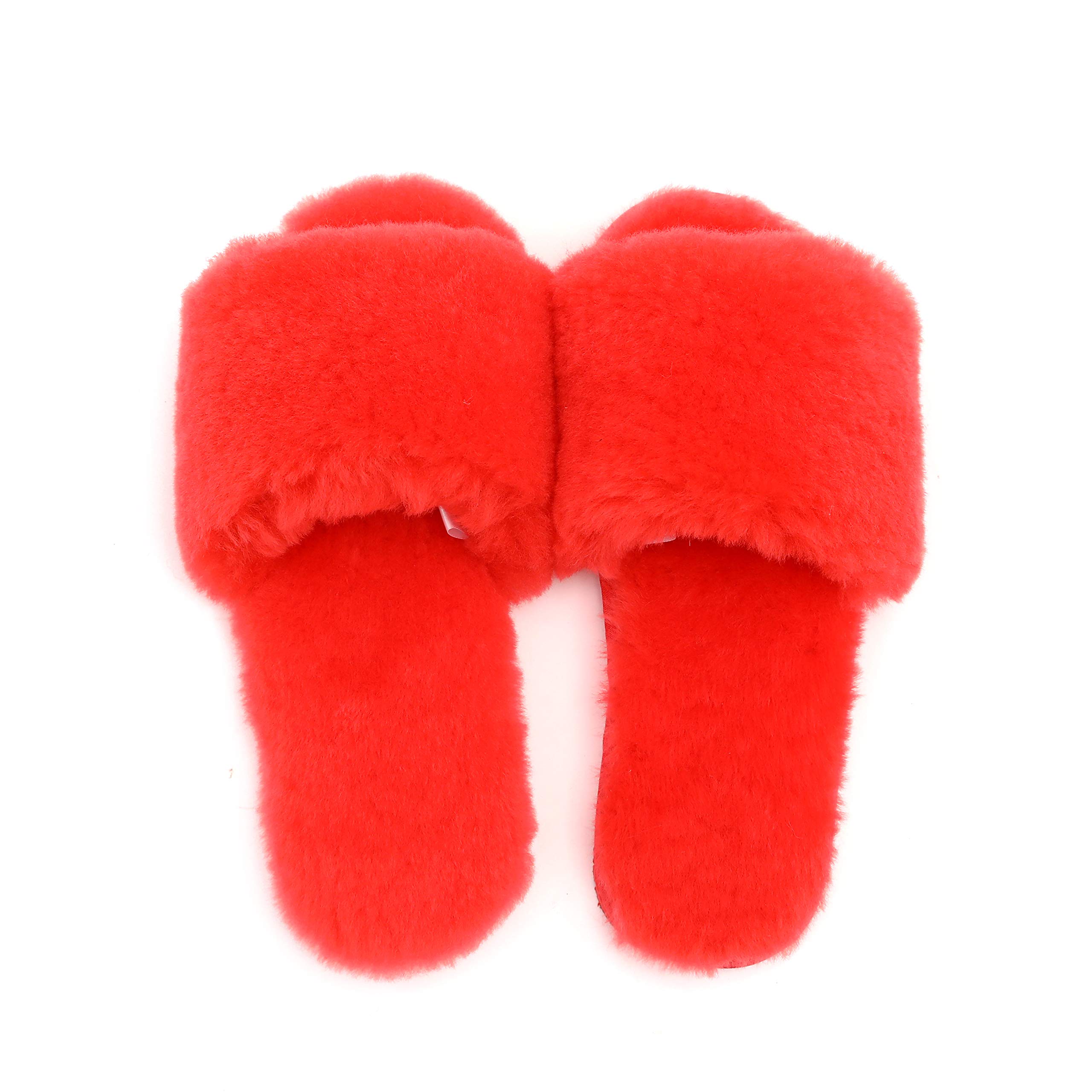 Women's Luxury Boiled Wool Slippers with Real Fur - Open Toe House Slippers by Dechic | Cozy Indoor & Lounge Wear for Winter Comfort