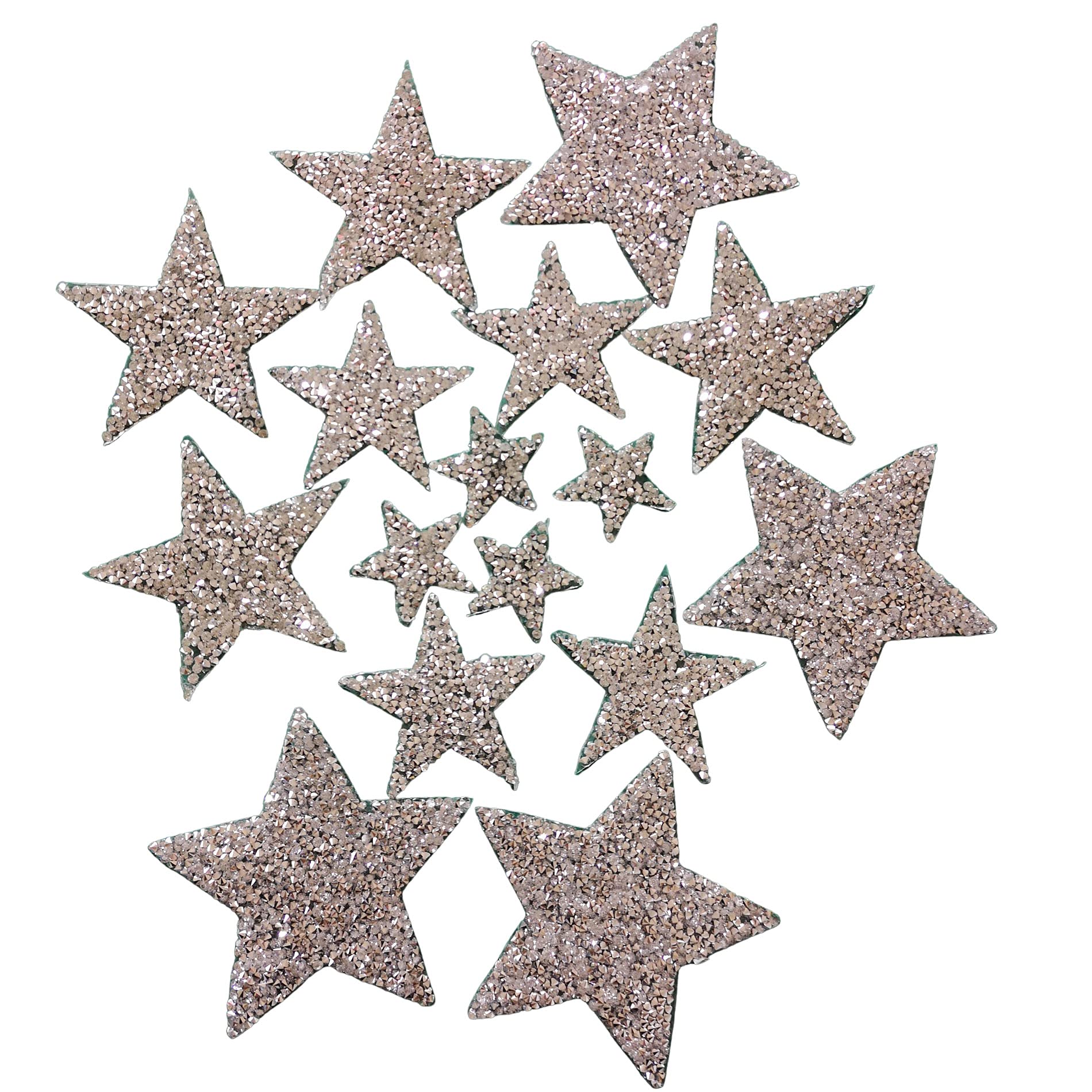 16 Pack Clear Rhinestone Star Iron-On Patches - Heat Transfer & Sew-On Glitter Applique for Clothes, DIY Crafts, Costumes | Perfect for Jackets, Jeans, Bags & Accessories