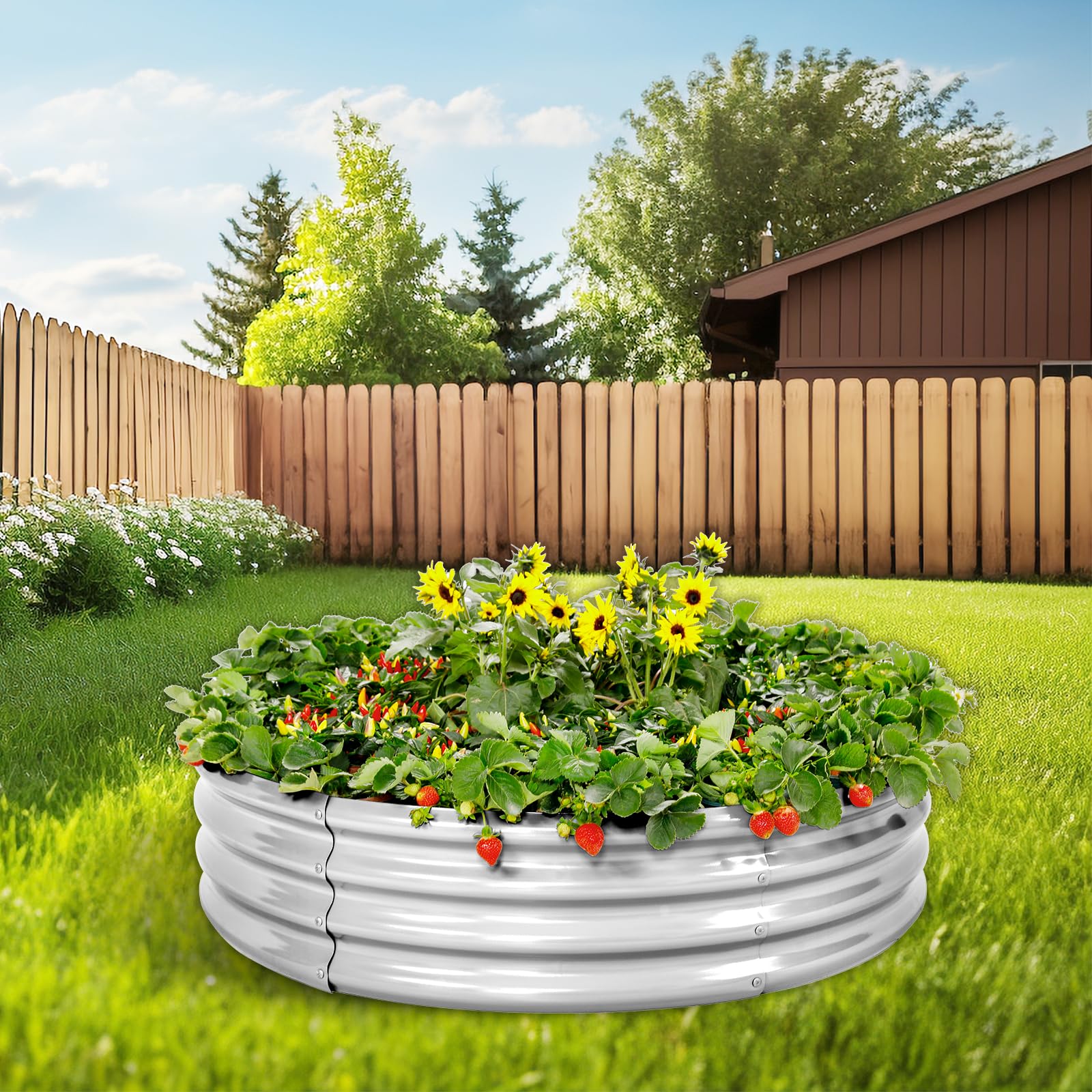 Galvanized Raised Garden Bed Kit - 2 Pack Round Metal Planter Boxes for Vegetables, Herbs & Flowers | Outdoor Gardening, Patio, Backyard & Urban Farming | Durable & Rust-Proof Elevated Planters